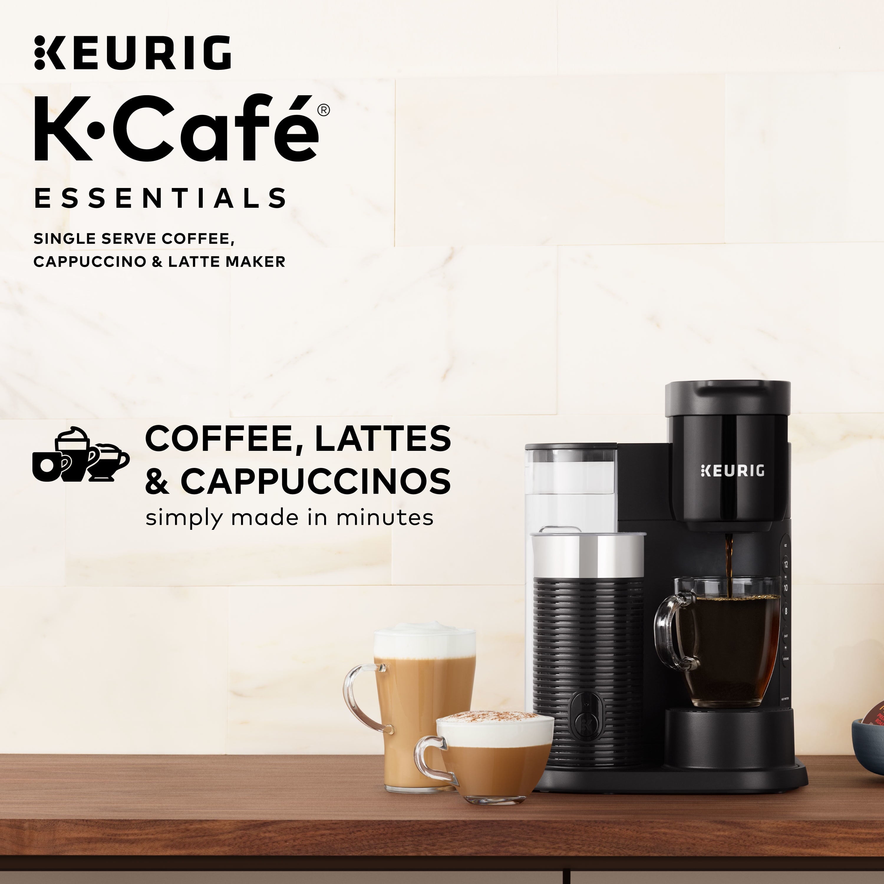 Keurig K-Cafe Essentials Single-Serve K-Cup Pod Coffee, Latte and Cappuccino Maker with Built-In Frother, Black