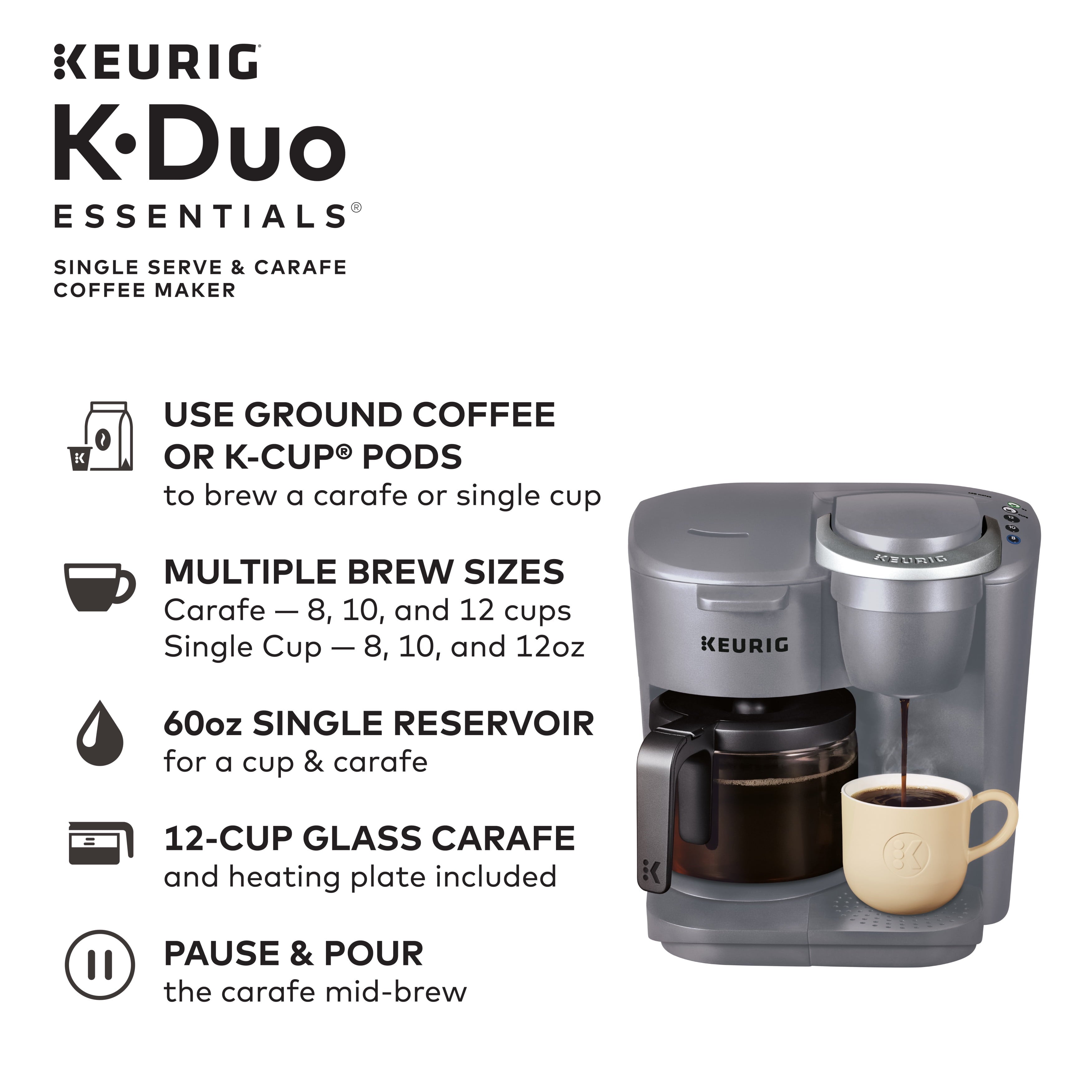Keurig K-Duo Essentials Moonlight Gray Single-Serve K-Cup Coffee Maker