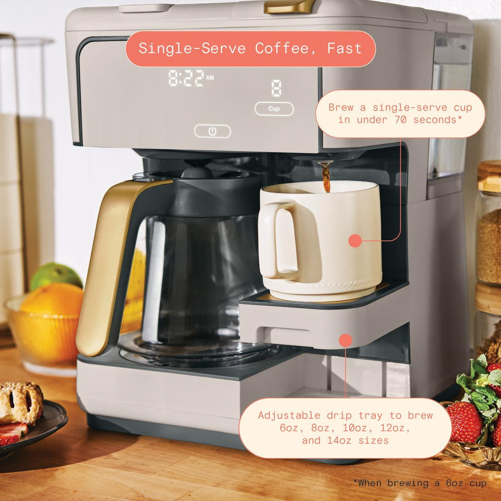 Beautiful Multi-Brew Coffee Maker, 12-Cup and Single-Serve Coffee Machine, Black Sesame by Drew Barrymore