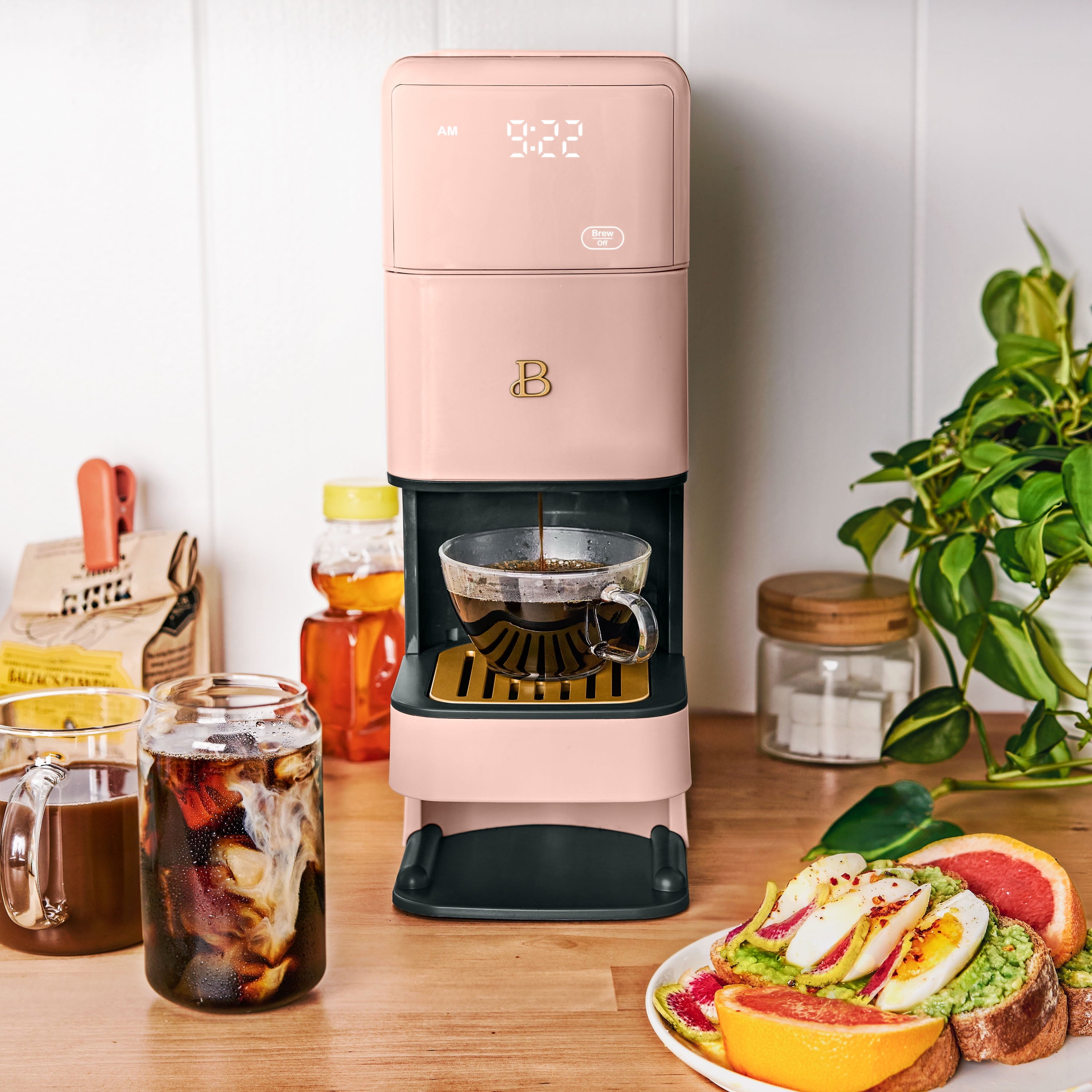 Beautiful Perfect Grind™ Programmable Single Serve Coffee Maker with Build-In Grinder, White Icing by Drew Barrymore
