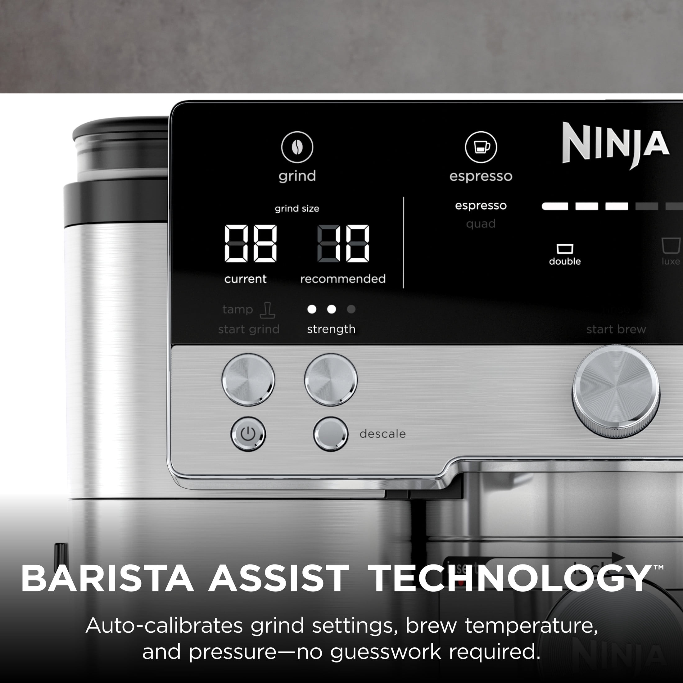 Ninja Luxe Café Premier Espresso Machine & Drip Coffee Maker, Rapid Cold Brew, Integrated Grinder, Assisted Tamper, Hands-Free Frother for Cappuccinos, Dairy or Non-Dairy, ES600 Stainless Steel