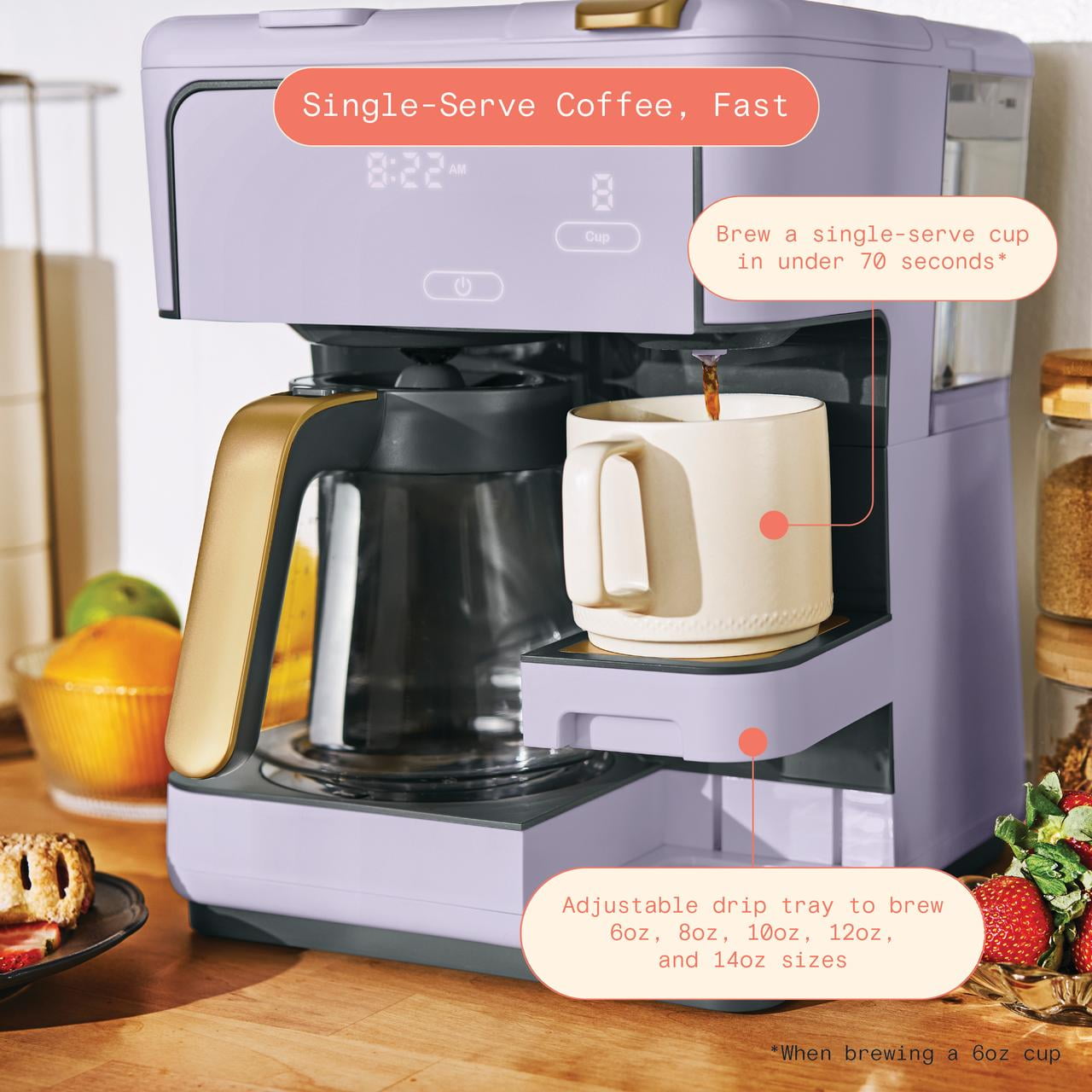 Beautiful Multi-Brew Coffee Maker, 12-Cup and Single-Serve Coffee Machine, Black Sesame by Drew Barrymore