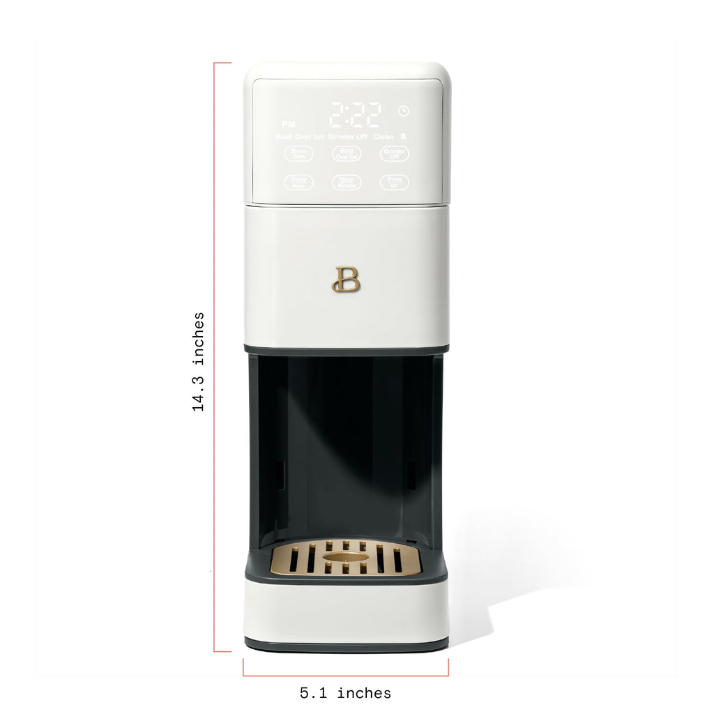 Beautiful Perfect Grind™ Programmable Single Serve Coffee Maker with Build-In Grinder, White Icing by Drew Barrymore
