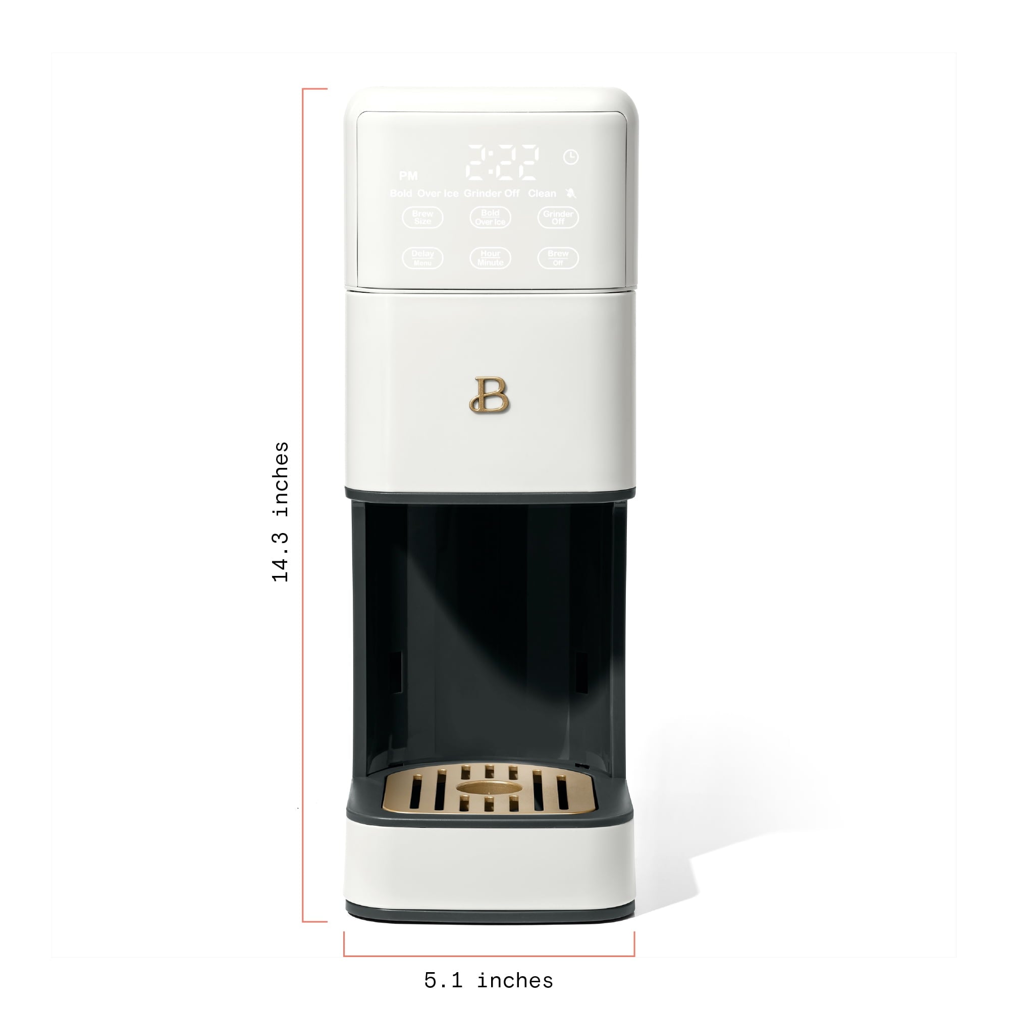 Beautiful Perfect Grind™ Programmable Single Serve Coffee Maker with Build-In Grinder, White Icing by Drew Barrymore