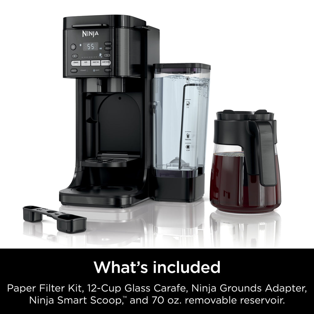 Ninja DualBrew Hot & Iced 12-Cup Drip Coffee Maker, K-Cup Compatible, Rapid Cold Brew, CFP150, Black