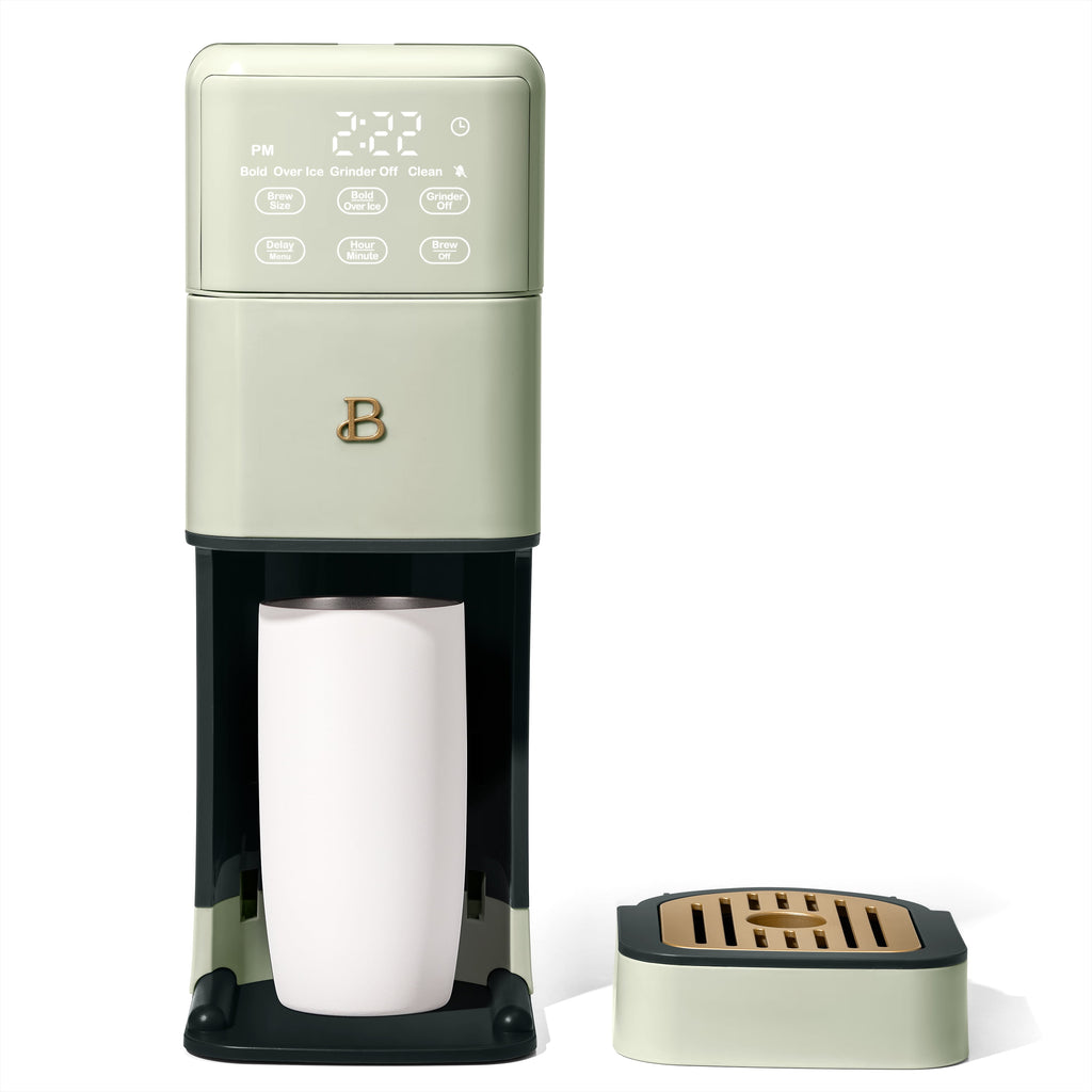 Beautiful Perfect Grind™ Programmable Single Serve Coffee Maker with Build-In Grinder, White Icing by Drew Barrymore