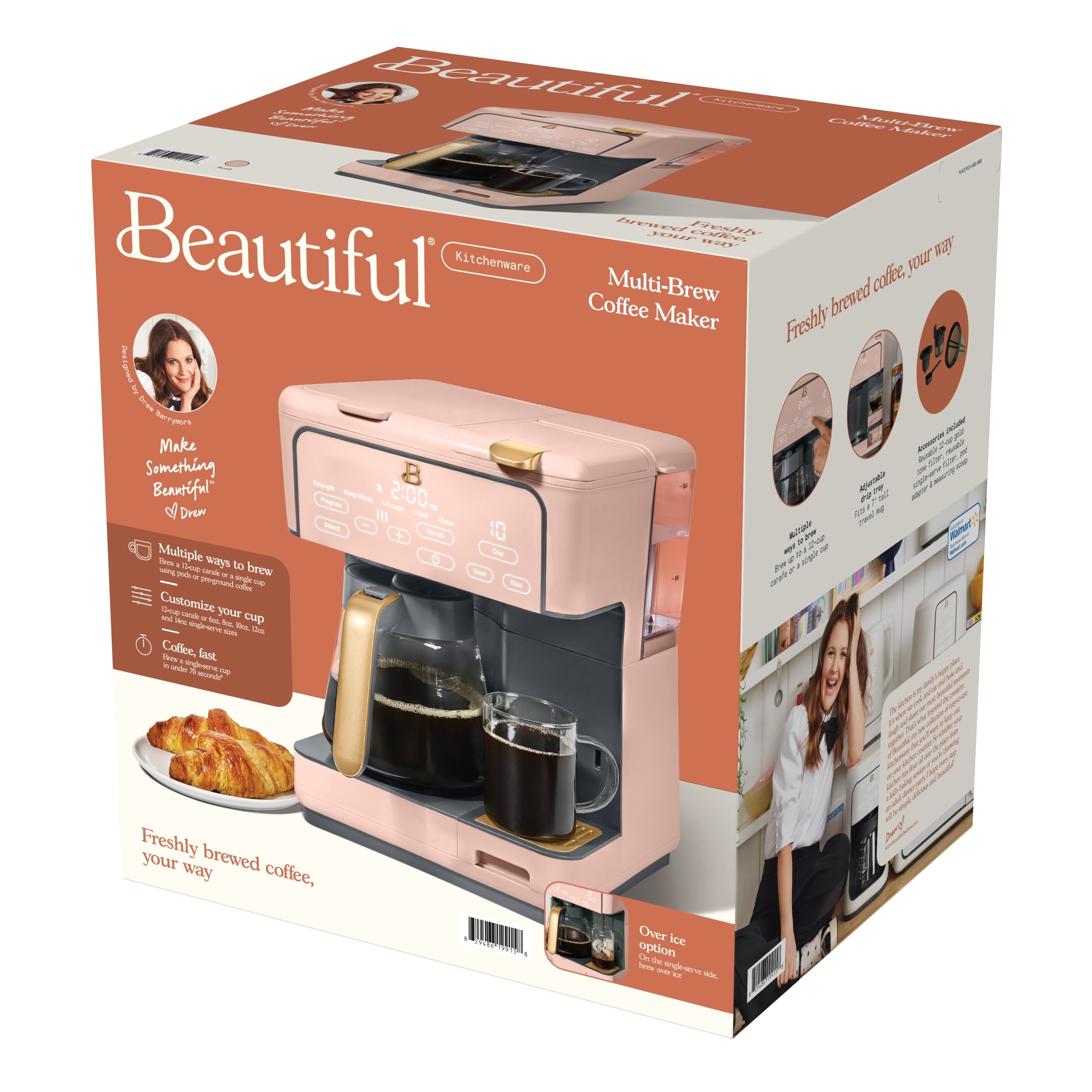 Beautiful Multi-Brew Coffee Maker, 12-Cup and Single-Serve Coffee Machine, Black Sesame by Drew Barrymore