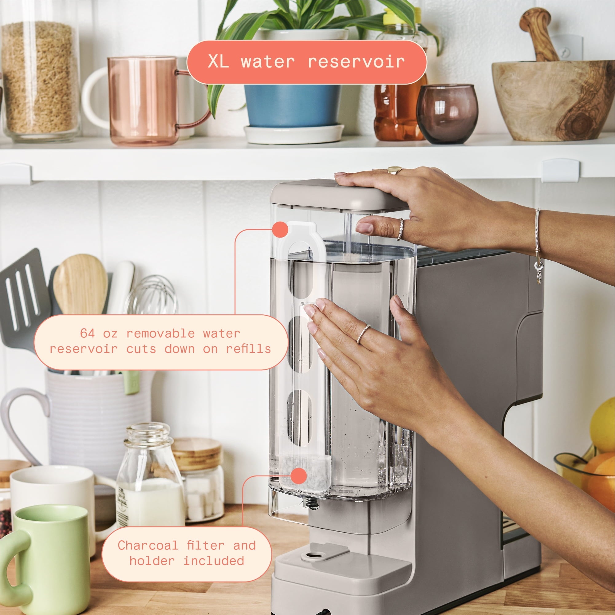Beautiful Perfect Grind™ Programmable Single Serve Coffee Maker with Build-In Grinder, White Icing by Drew Barrymore