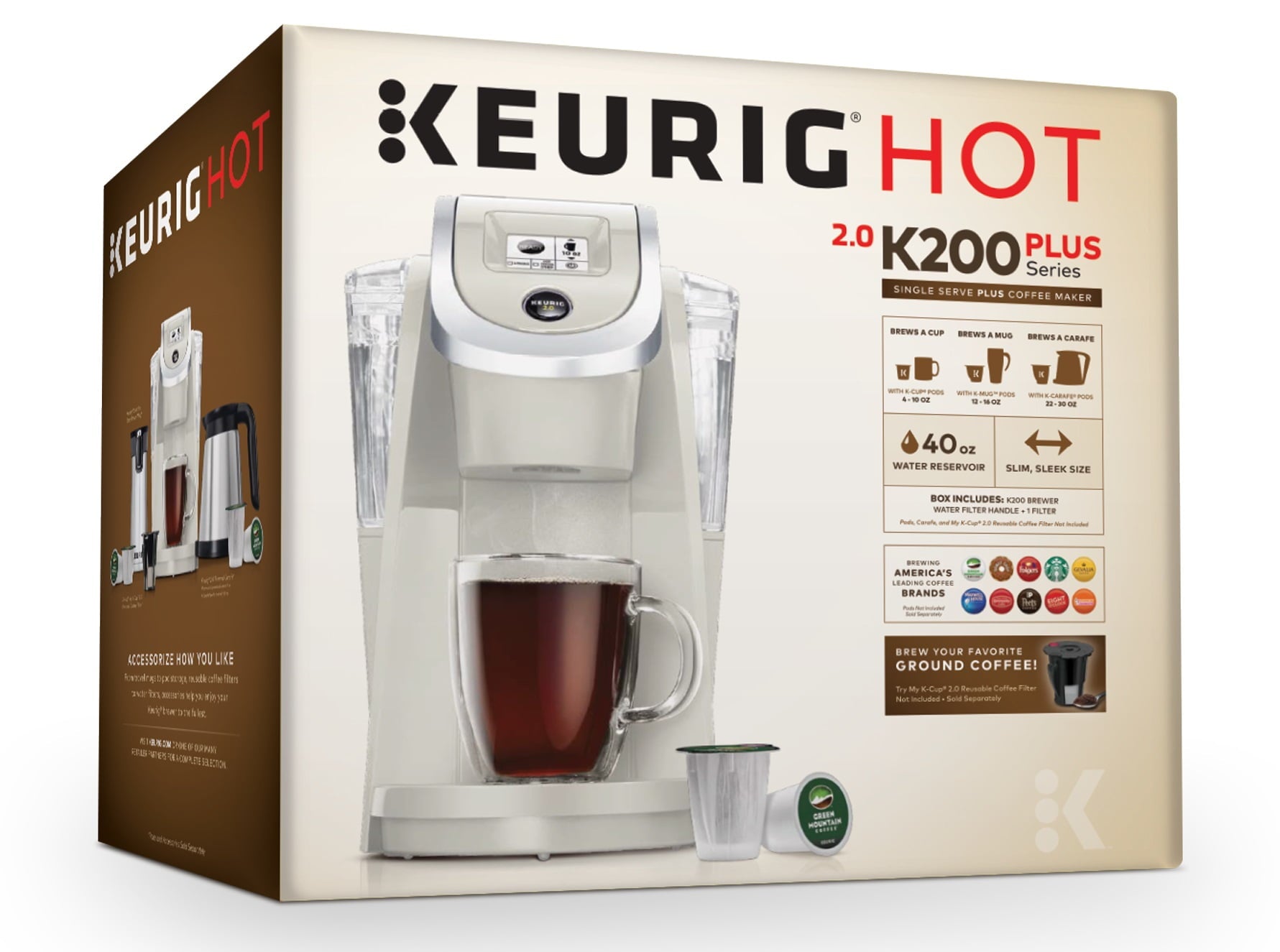 Keurig K200 Single-Serve K-Cup Pod Coffee Maker, Sandy Pearl