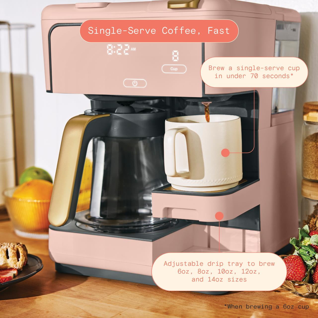 Beautiful Multi-Brew Coffee Maker, 12-Cup and Single-Serve Coffee Machine, Black Sesame by Drew Barrymore