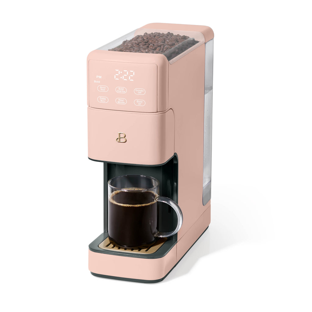 Beautiful Perfect Grind™ Programmable Single Serve Coffee Maker with Build-In Grinder, White Icing by Drew Barrymore