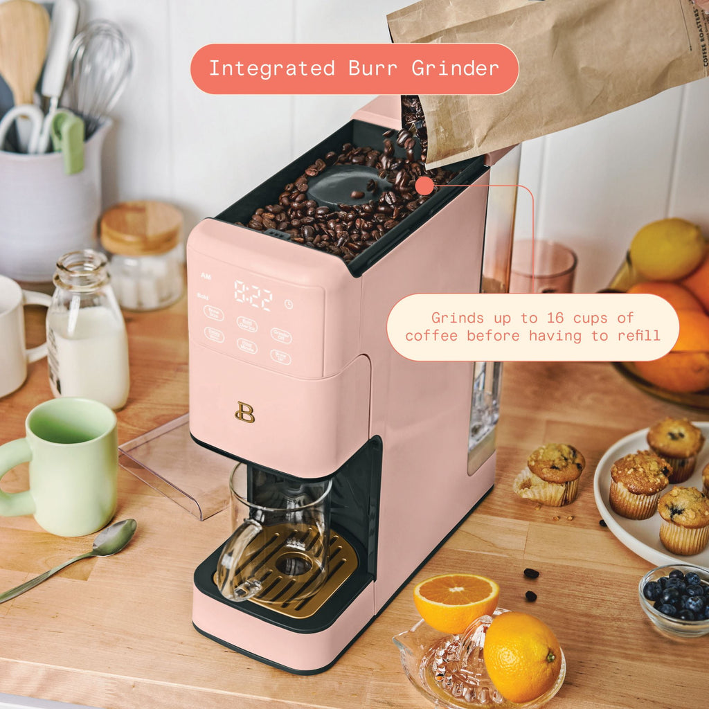 Beautiful Perfect Grind™ Programmable Single Serve Coffee Maker with Build-In Grinder, White Icing by Drew Barrymore
