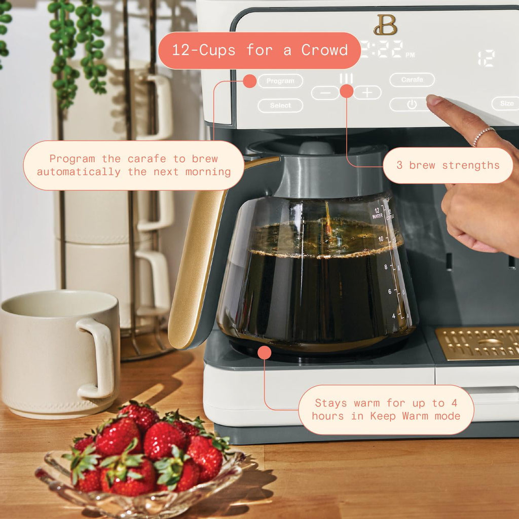 Beautiful Multi-Brew Coffee Maker, 12-Cup and Single-Serve Coffee Machine, Black Sesame by Drew Barrymore