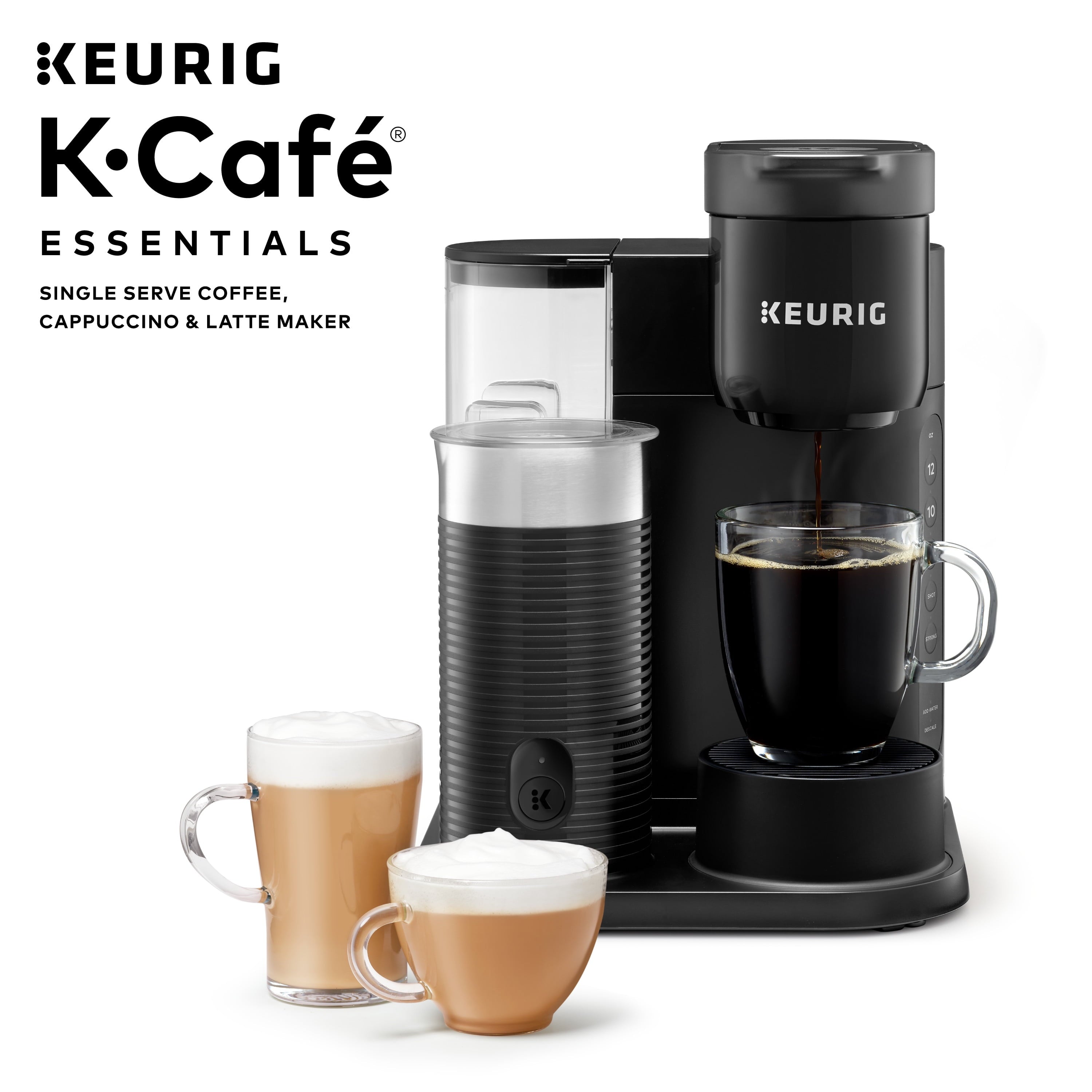 Keurig K-Cafe Essentials Single-Serve K-Cup Pod Coffee, Latte and Cappuccino Maker with Built-In Frother, Black