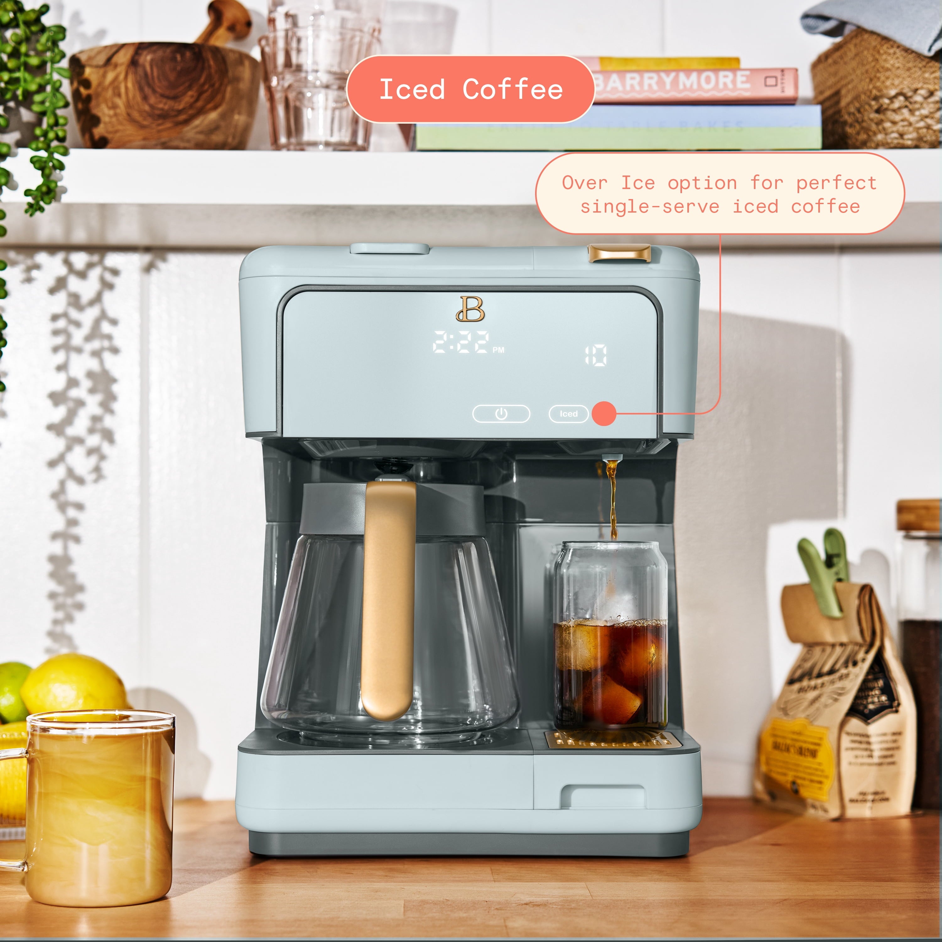 Beautiful Multi-Brew Coffee Maker, 12-Cup and Single-Serve Coffee Machine, Black Sesame by Drew Barrymore