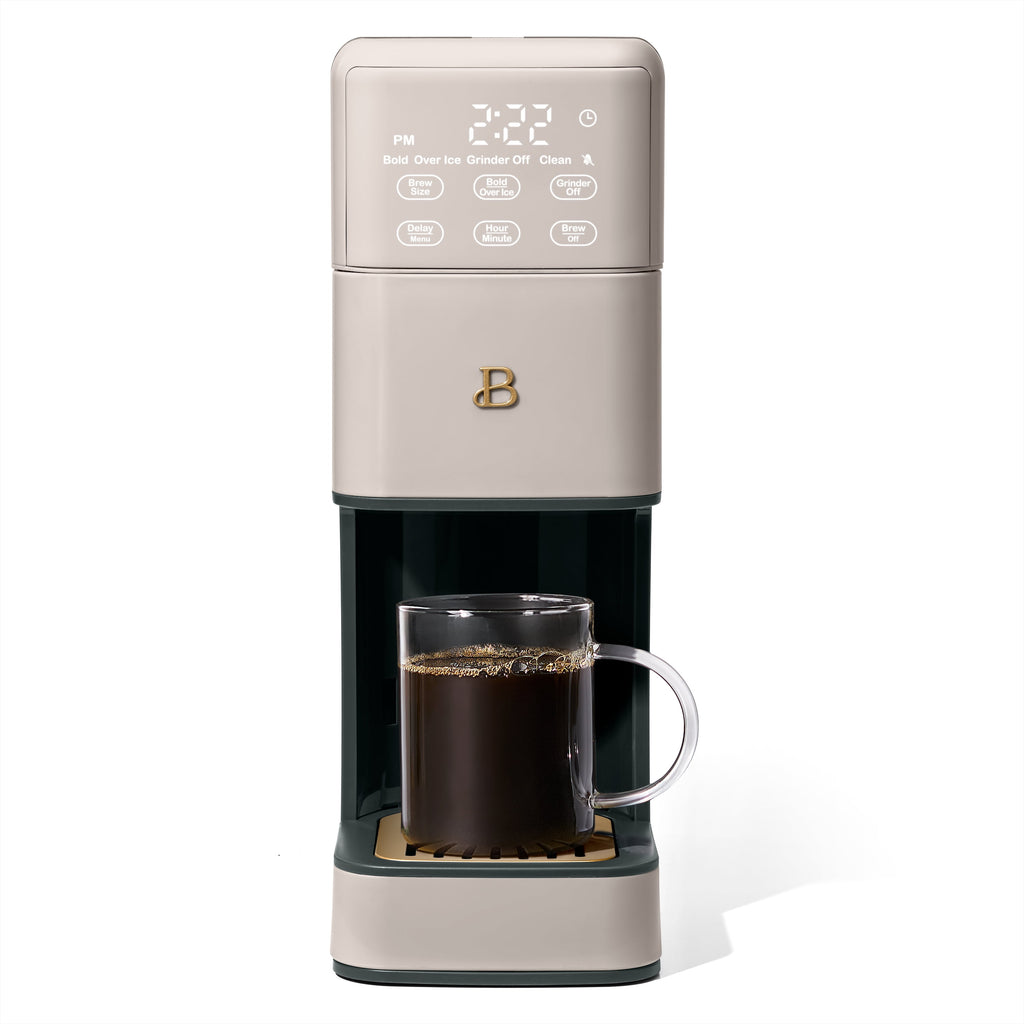 Beautiful Perfect Grind™ Programmable Single Serve Coffee Maker with Build-In Grinder, White Icing by Drew Barrymore