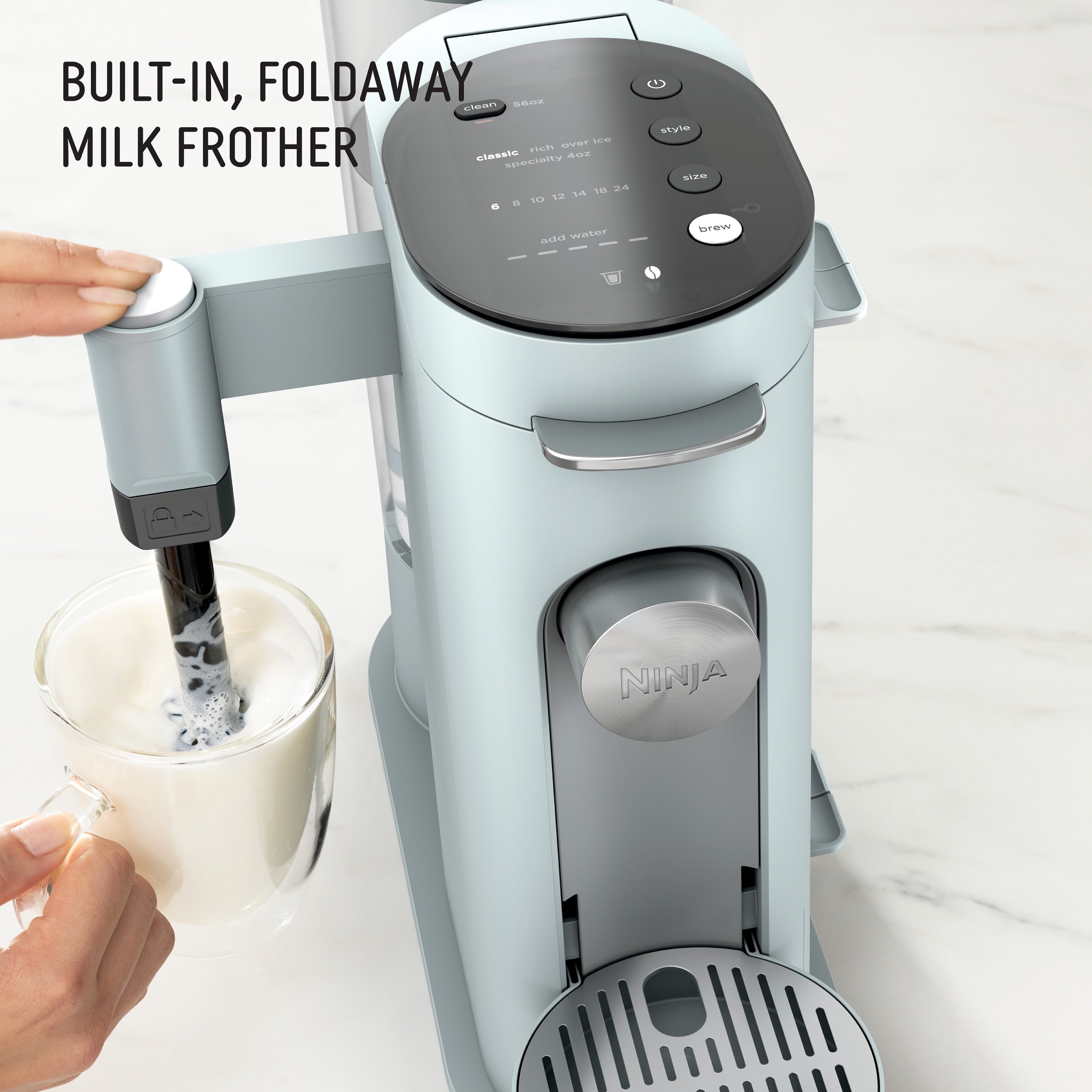 Ninja Pods & Grounds Specialty Single-Serve Coffee Maker, K-Cup Pod Compatible, Built-In Milk Frother, PB051, Black
