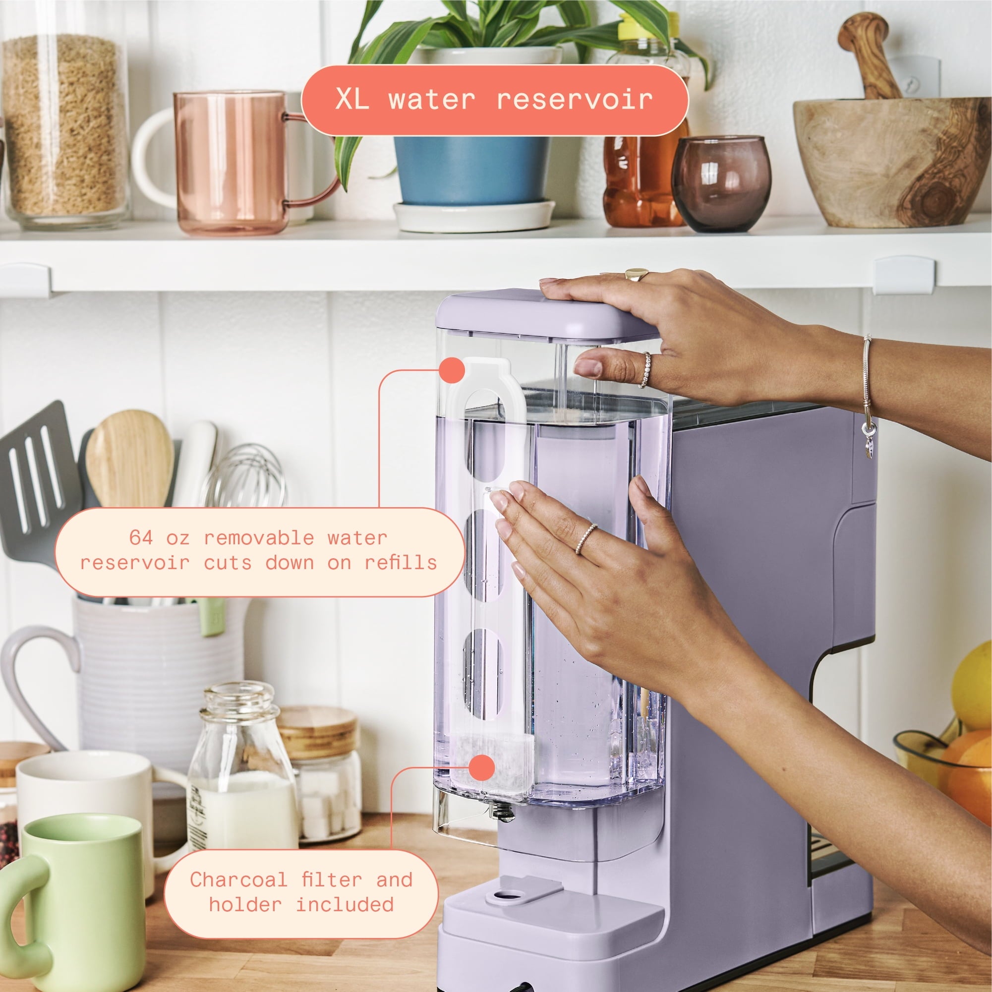 Beautiful Perfect Grind™ Programmable Single Serve Coffee Maker with Build-In Grinder, White Icing by Drew Barrymore