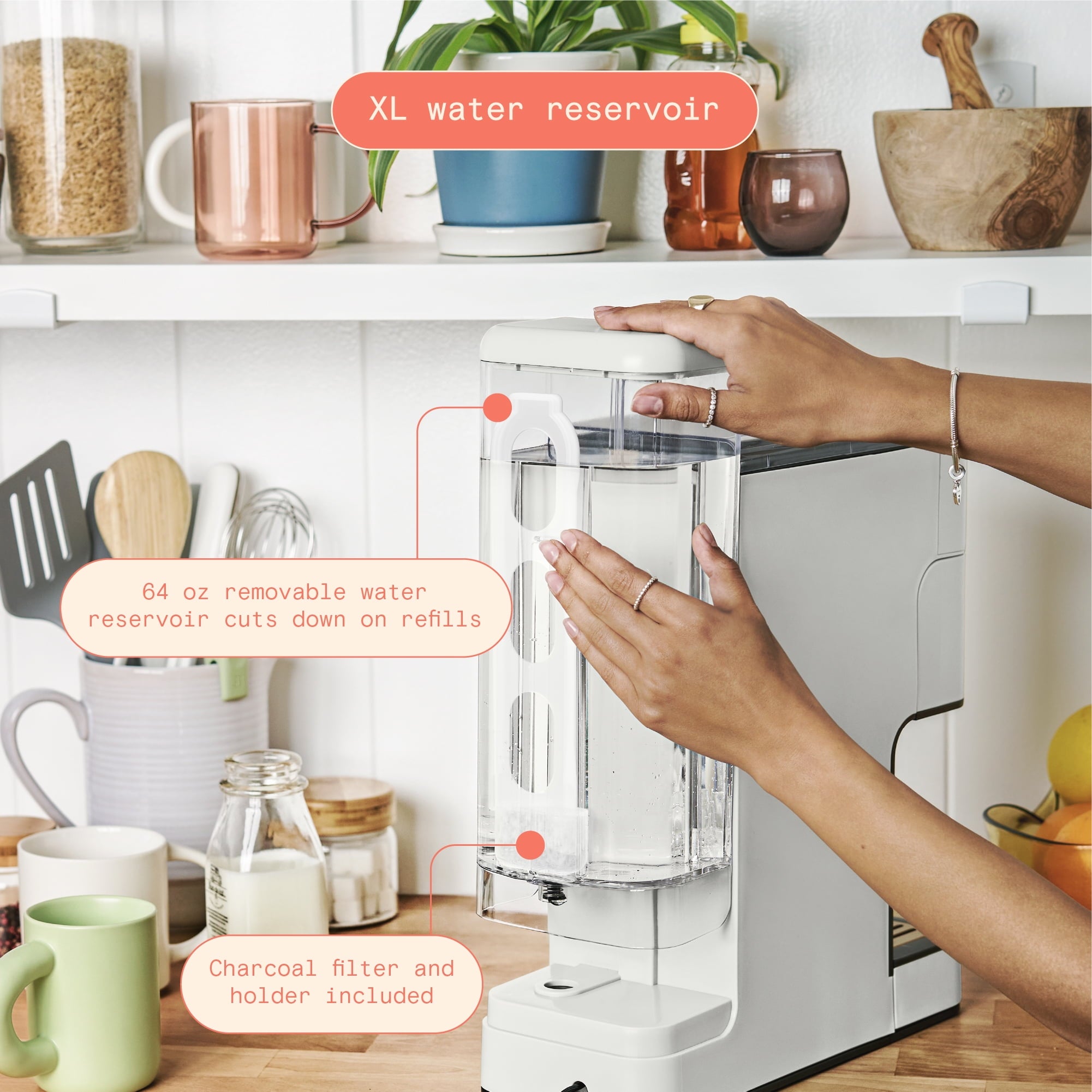 Beautiful Perfect Grind™ Programmable Single Serve Coffee Maker with Build-In Grinder, White Icing by Drew Barrymore