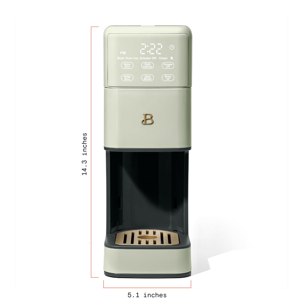 Beautiful Perfect Grind™ Programmable Single Serve Coffee Maker with Build-In Grinder, White Icing by Drew Barrymore