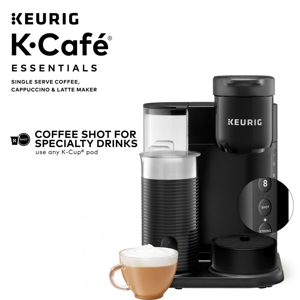 Keurig K-Cafe Essentials Single-Serve K-Cup Pod Coffee, Latte and Cappuccino Maker with Built-In Frother, Black