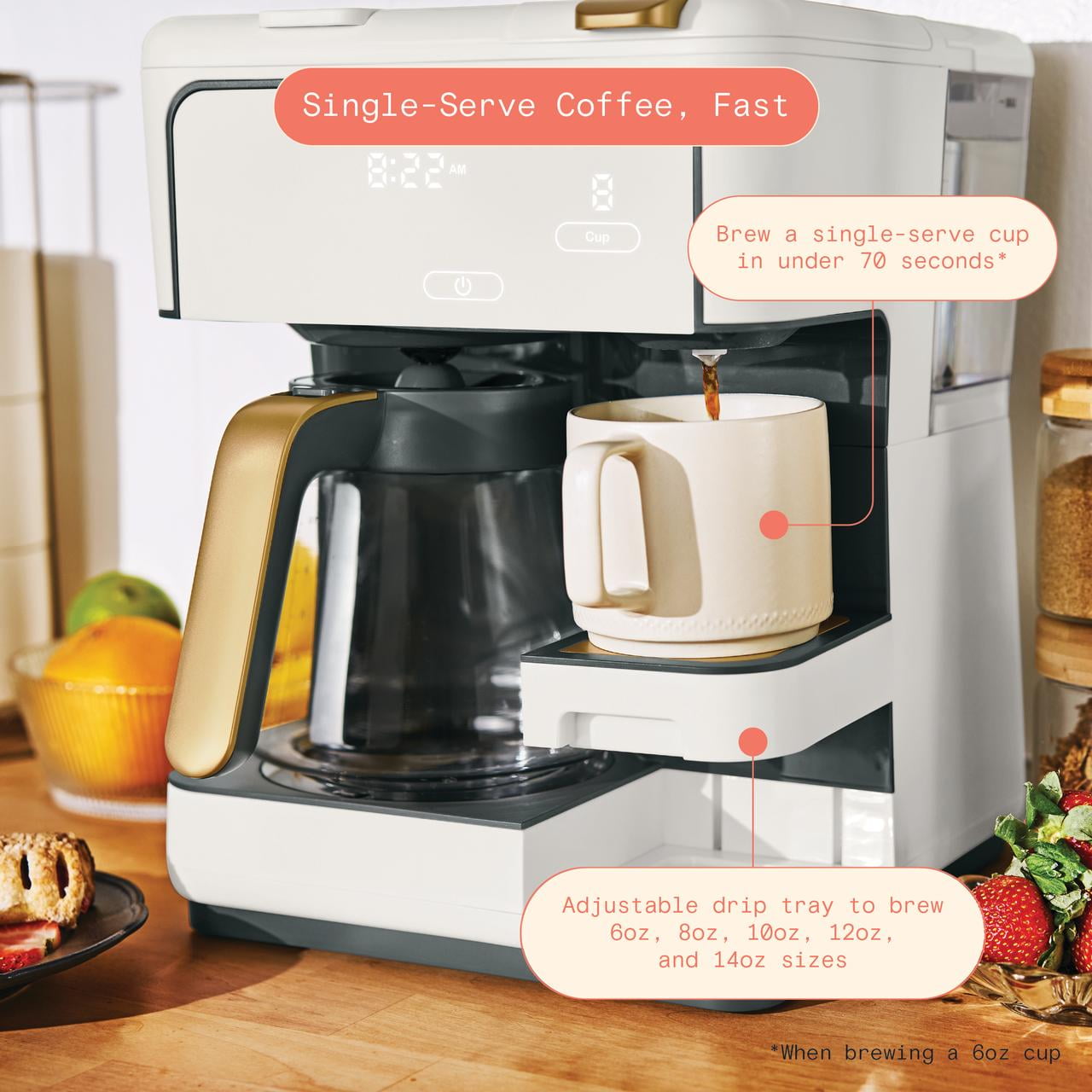Beautiful Multi-Brew Coffee Maker, 12-Cup and Single-Serve Coffee Machine, Black Sesame by Drew Barrymore