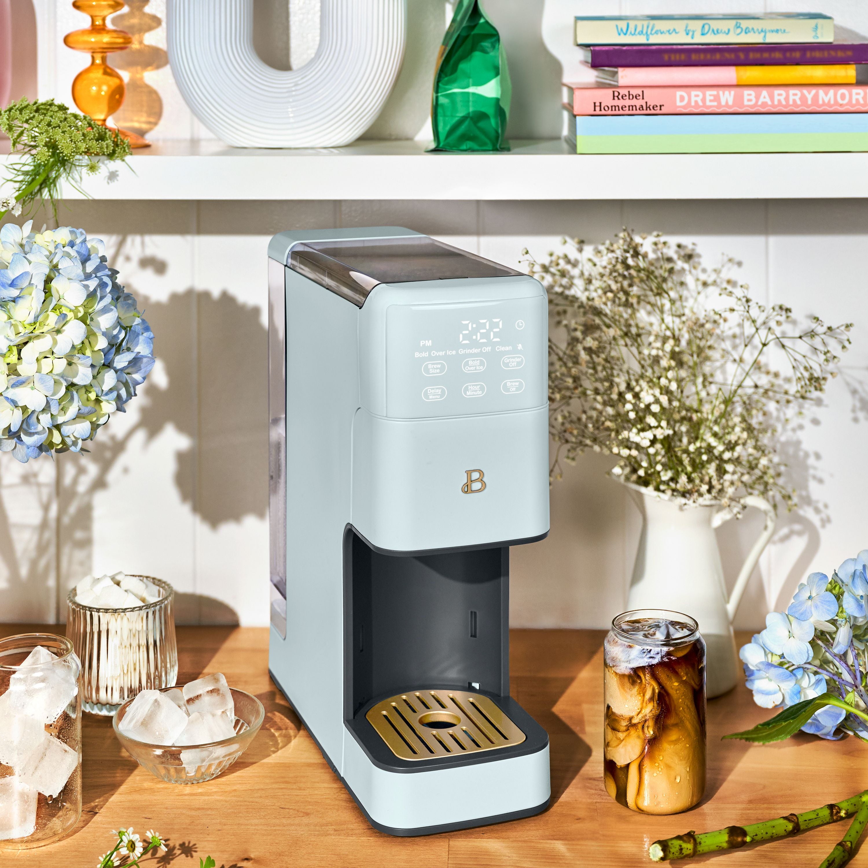 Beautiful Perfect Grind™ Programmable Single Serve Coffee Maker with Build-In Grinder, White Icing by Drew Barrymore