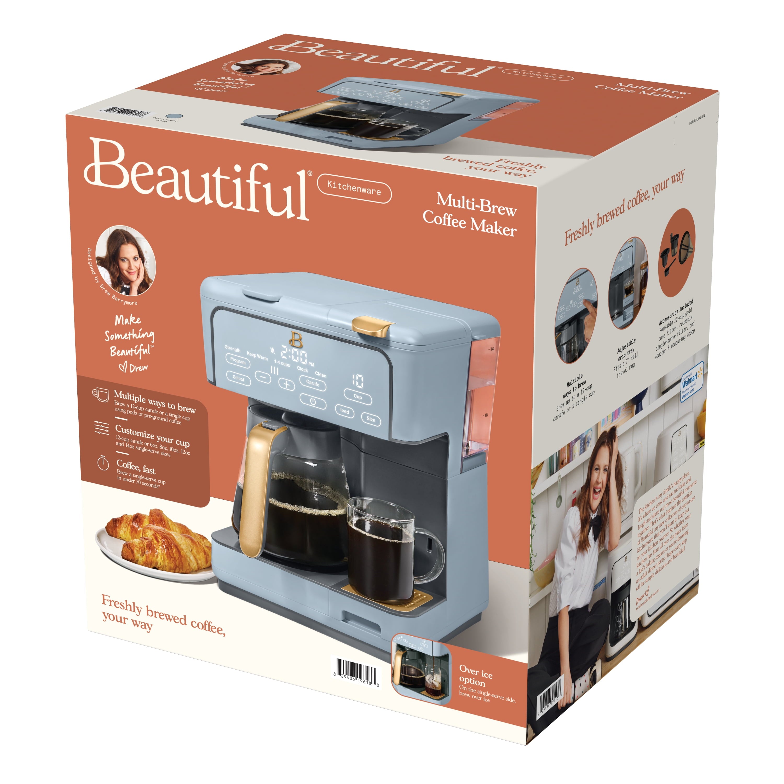 Beautiful Multi-Brew Coffee Maker, 12-Cup and Single-Serve Coffee Machine, Black Sesame by Drew Barrymore