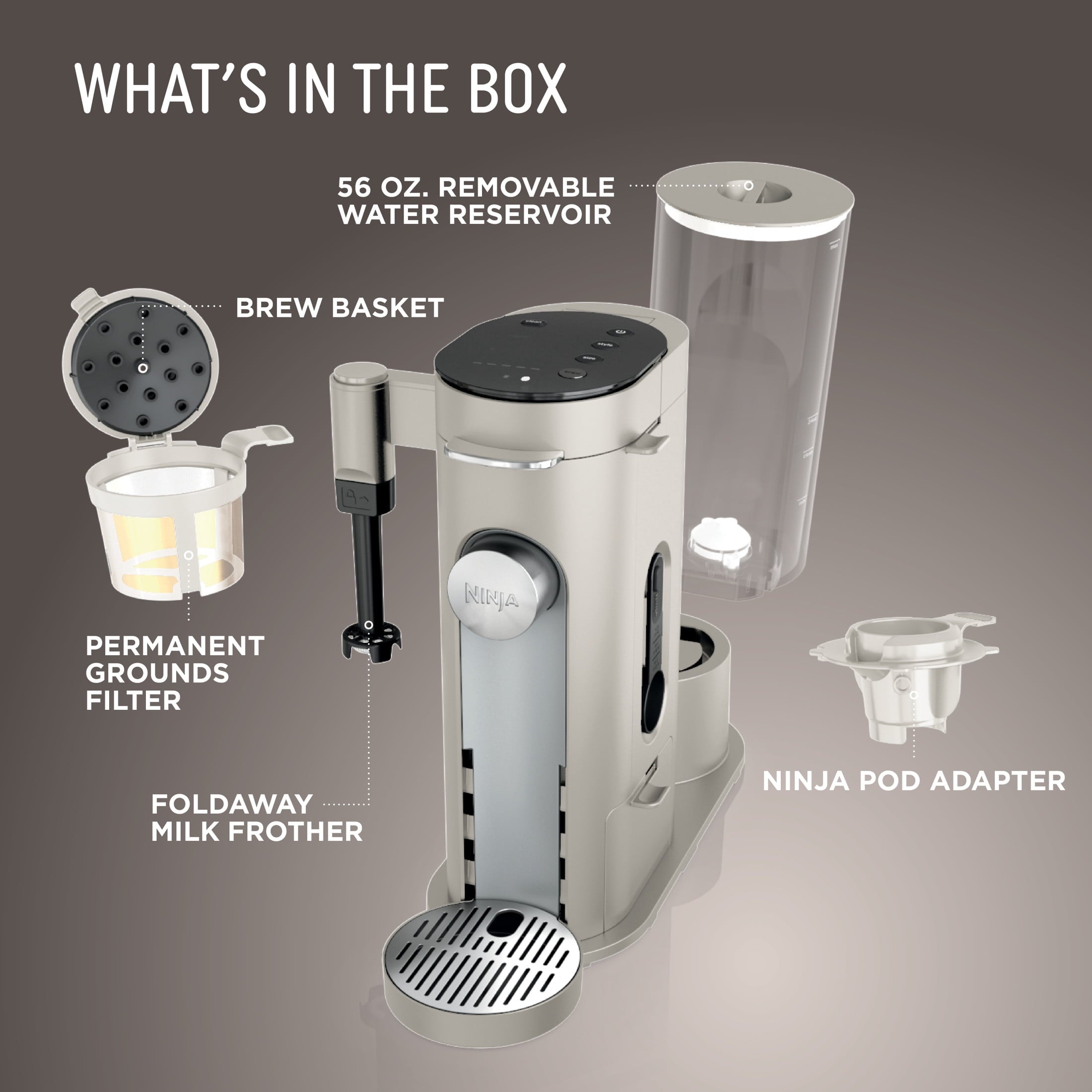Ninja Pods & Grounds Specialty Single-Serve Coffee Maker, K-Cup Pod Compatible, Built-In Milk Frother, PB051, Black