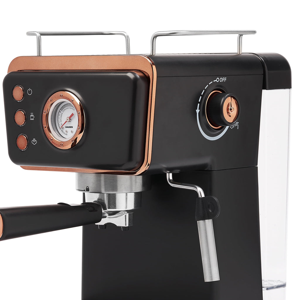 Haden Barista Brew Espresso Coffee Machine w/Froth Function, Black & Copper