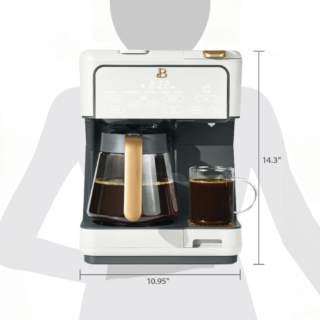 Beautiful Multi-Brew Coffee Maker, 12-Cup and Single-Serve Coffee Machine, Black Sesame by Drew Barrymore