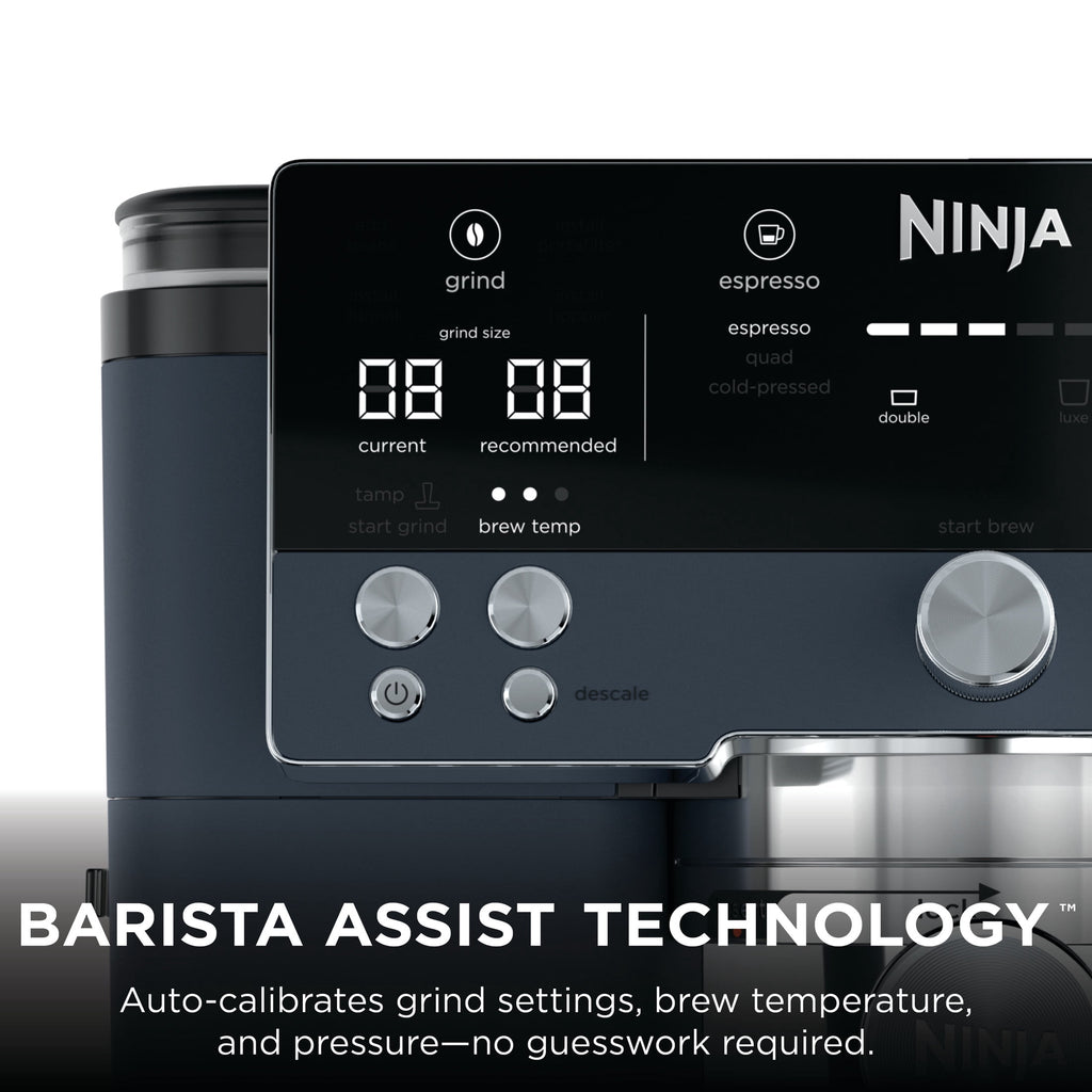 Ninja Luxe Café Premier Espresso Machine & Drip Coffee Maker, Rapid Cold Brew, Integrated Grinder, Assisted Tamper, Hands-Free Frother for Cappuccinos, Dairy or Non-Dairy, ES600 Stainless Steel