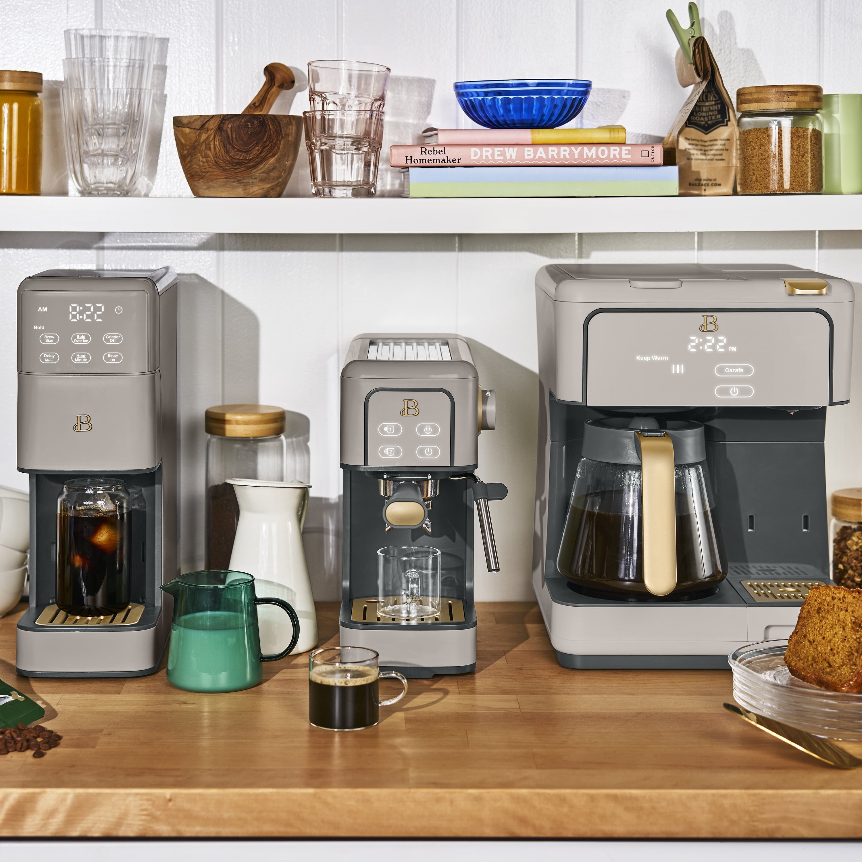 Beautiful Multi-Brew Coffee Maker, 12-Cup and Single-Serve Coffee Machine, Black Sesame by Drew Barrymore
