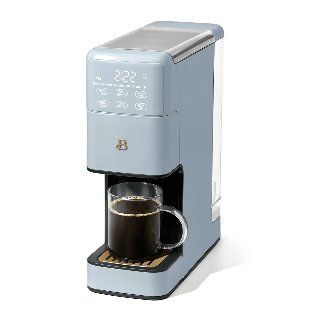 Beautiful Perfect Grind™ Programmable Single Serve Coffee Maker with Build-In Grinder, White Icing by Drew Barrymore