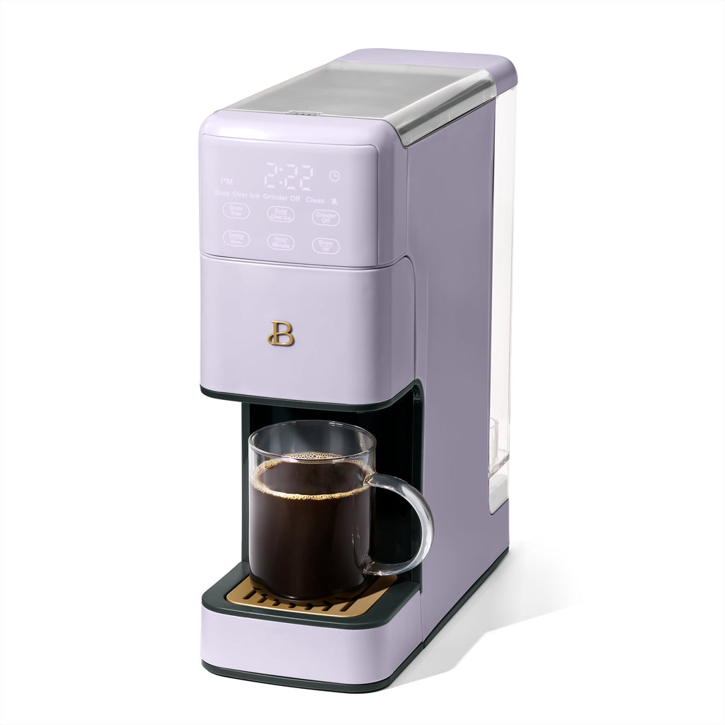 Beautiful Perfect Grind™ Programmable Single Serve Coffee Maker with Build-In Grinder, White Icing by Drew Barrymore