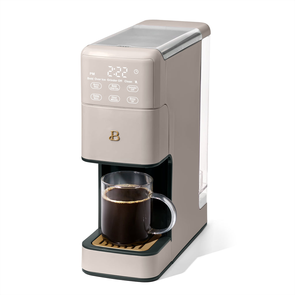Beautiful Perfect Grind™ Programmable Single Serve Coffee Maker with Build-In Grinder, White Icing by Drew Barrymore
