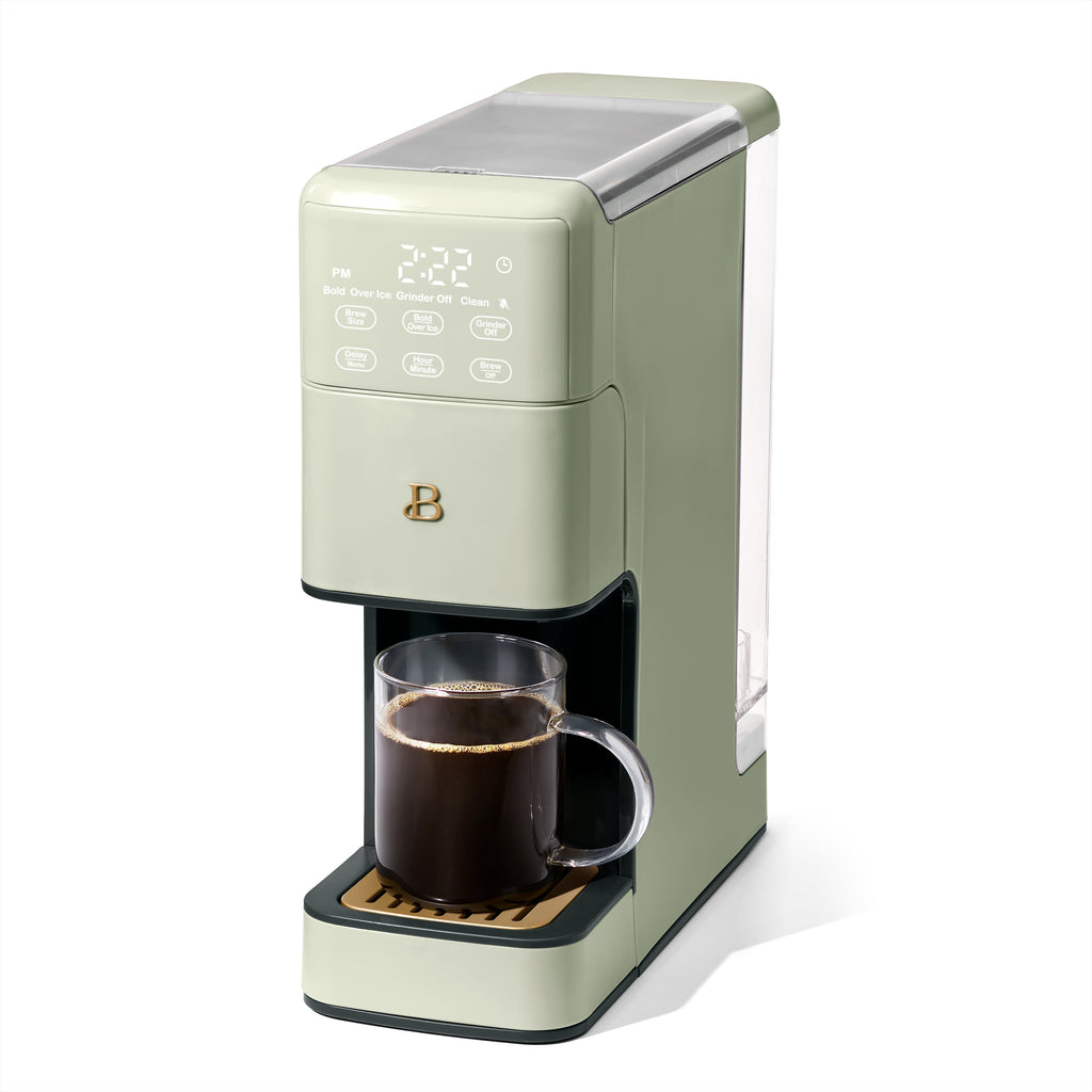 Beautiful Perfect Grind™ Programmable Single Serve Coffee Maker with Build-In Grinder, White Icing by Drew Barrymore