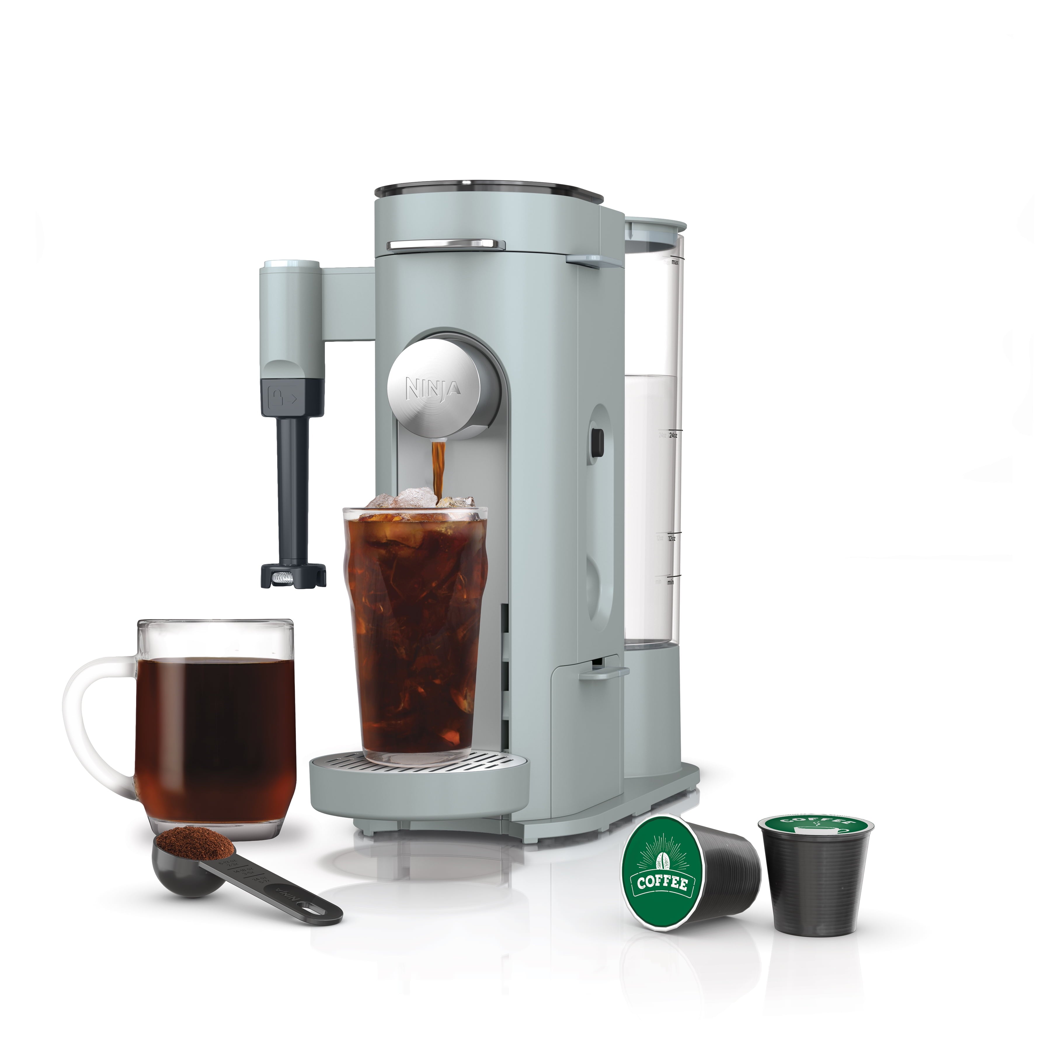 Ninja Pods & Grounds Specialty Single-Serve Coffee Maker, K-Cup Pod Compatible, Built-In Milk Frother, PB051, Black