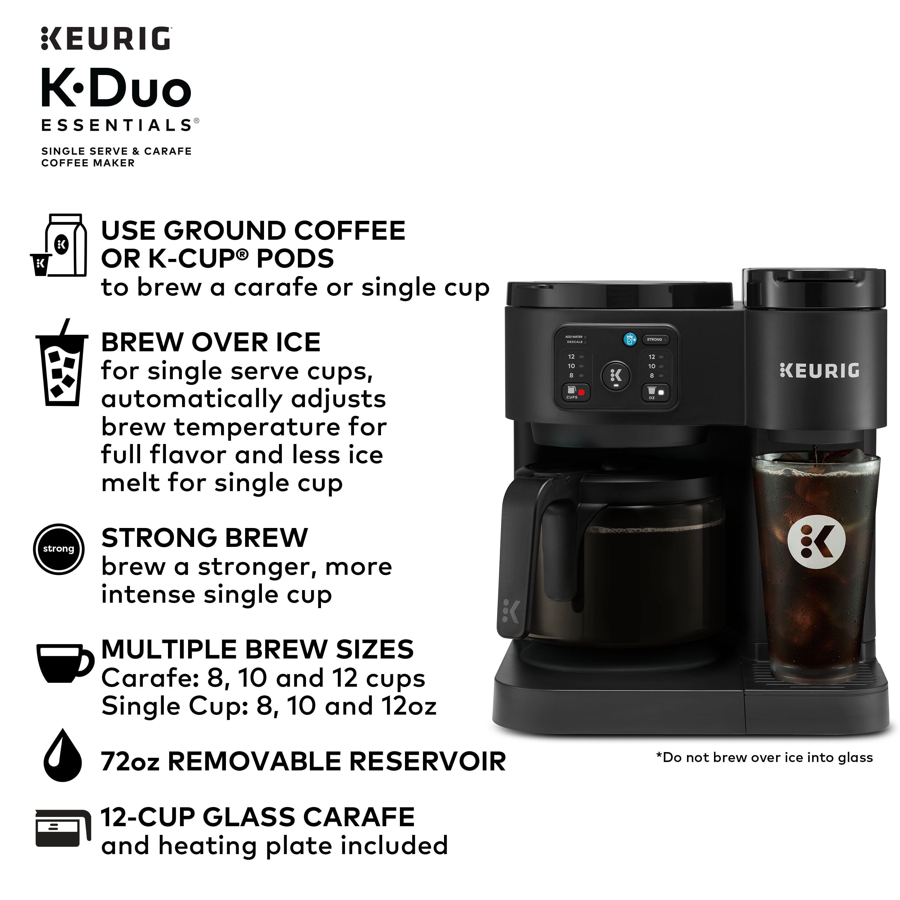 Keurig K-Duo Essentials Hot & Iced Single Serve K-Cup Pod & Carafe Coffee Maker, Gen 2
