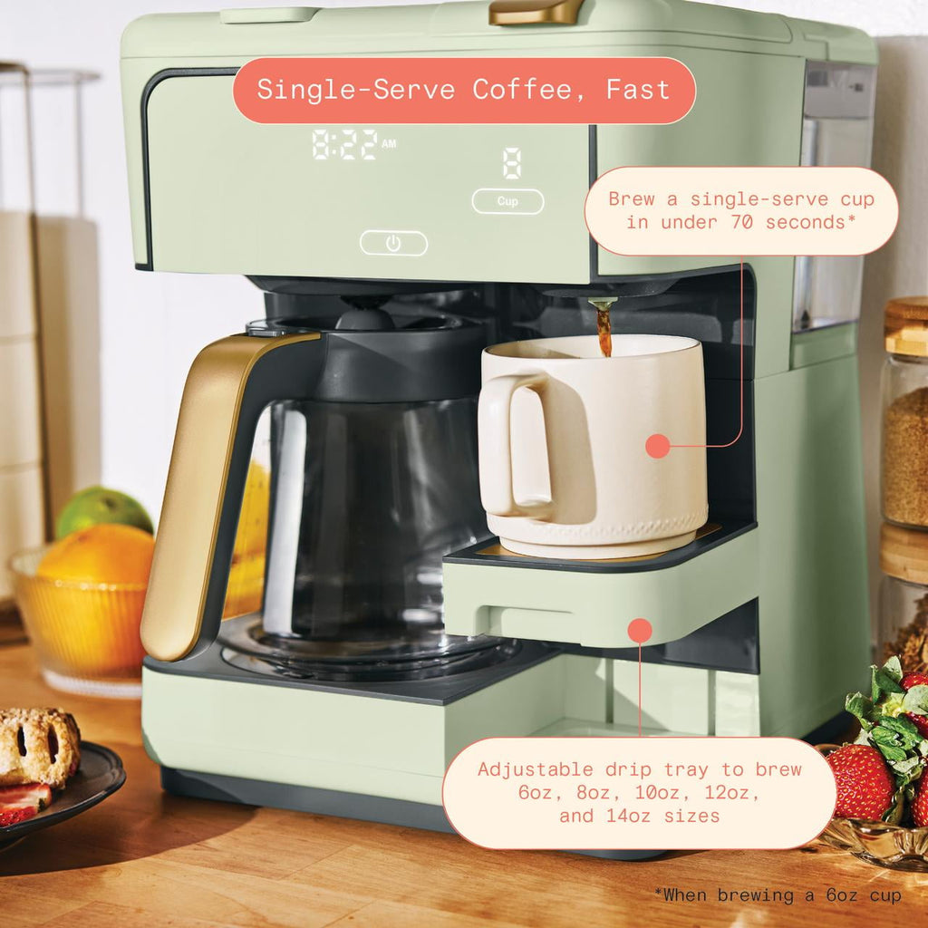 Beautiful Multi-Brew Coffee Maker, 12-Cup and Single-Serve Coffee Machine, Black Sesame by Drew Barrymore