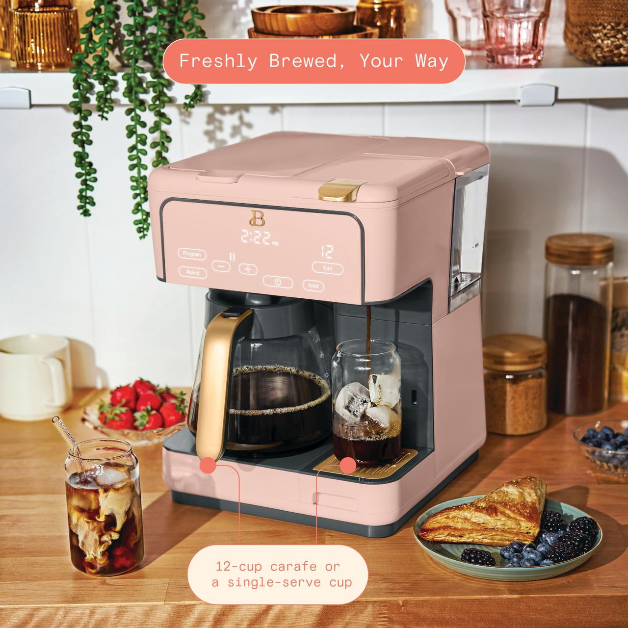Beautiful Multi-Brew Coffee Maker, 12-Cup and Single-Serve Coffee Machine, Black Sesame by Drew Barrymore