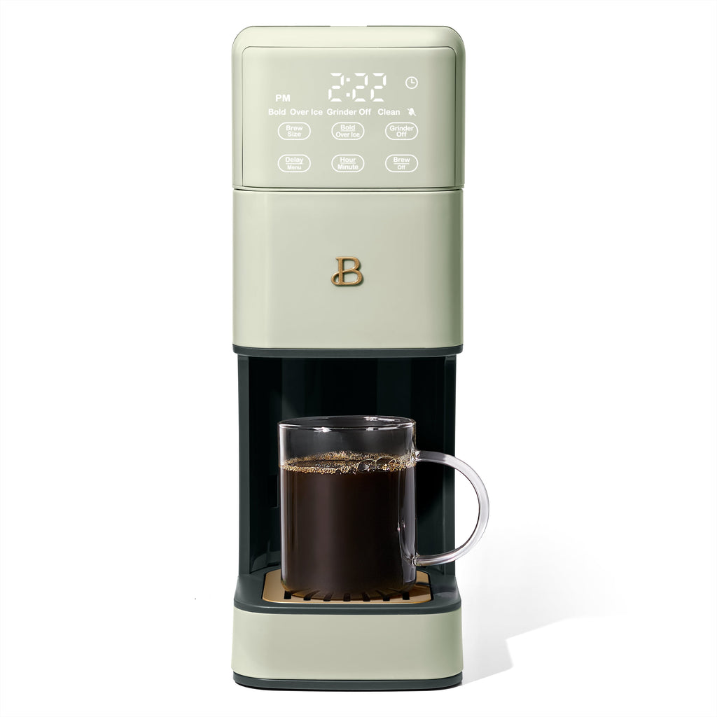 Beautiful Perfect Grind™ Programmable Single Serve Coffee Maker with Build-In Grinder, White Icing by Drew Barrymore
