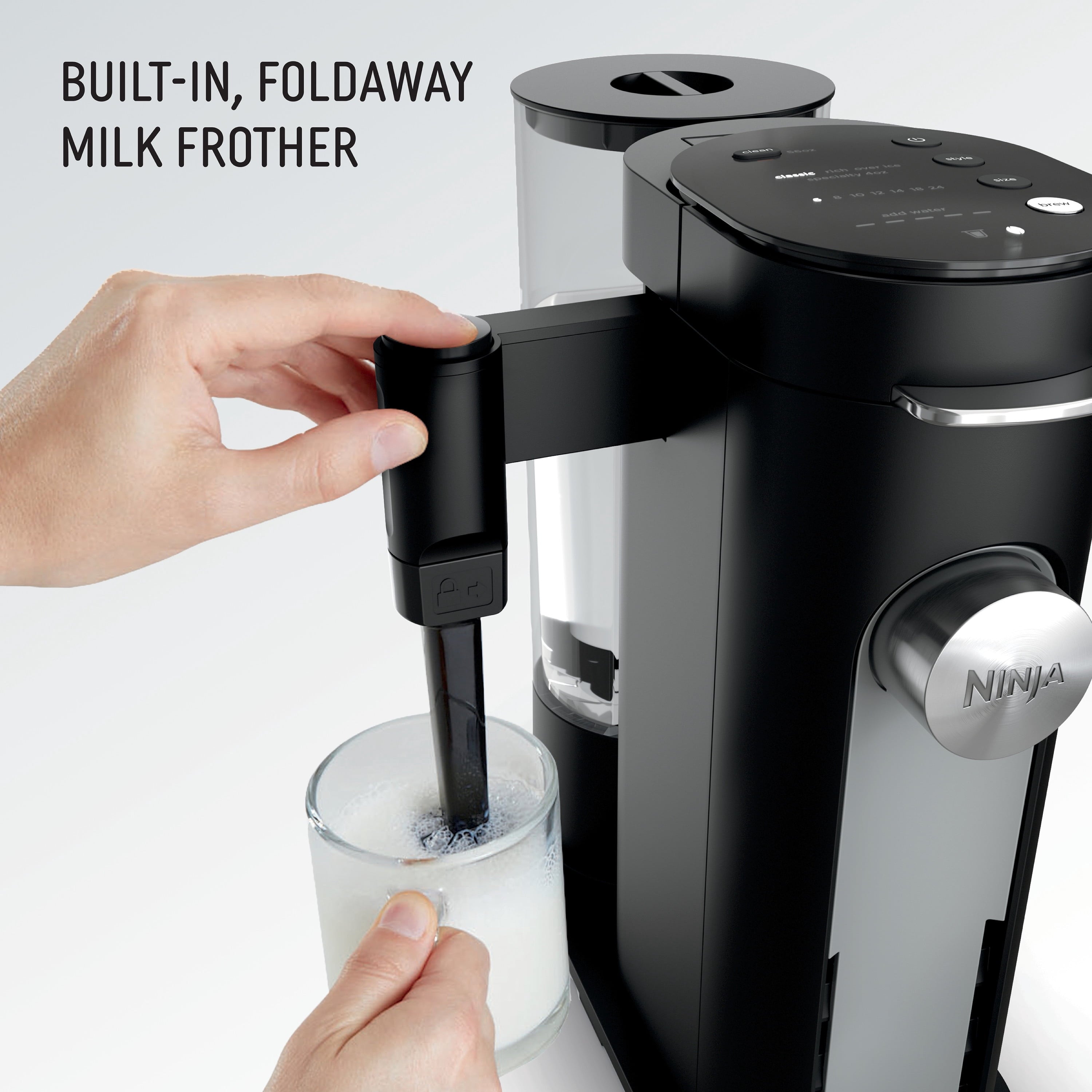 Ninja Pods & Grounds Specialty Single-Serve Coffee Maker, K-Cup Pod Compatible, Built-In Milk Frother, PB051, Black