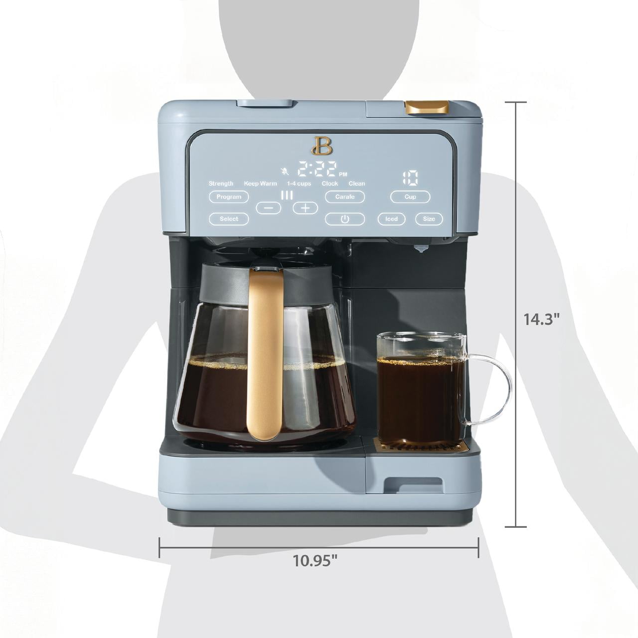 Beautiful Multi-Brew Coffee Maker, 12-Cup and Single-Serve Coffee Machine, Black Sesame by Drew Barrymore