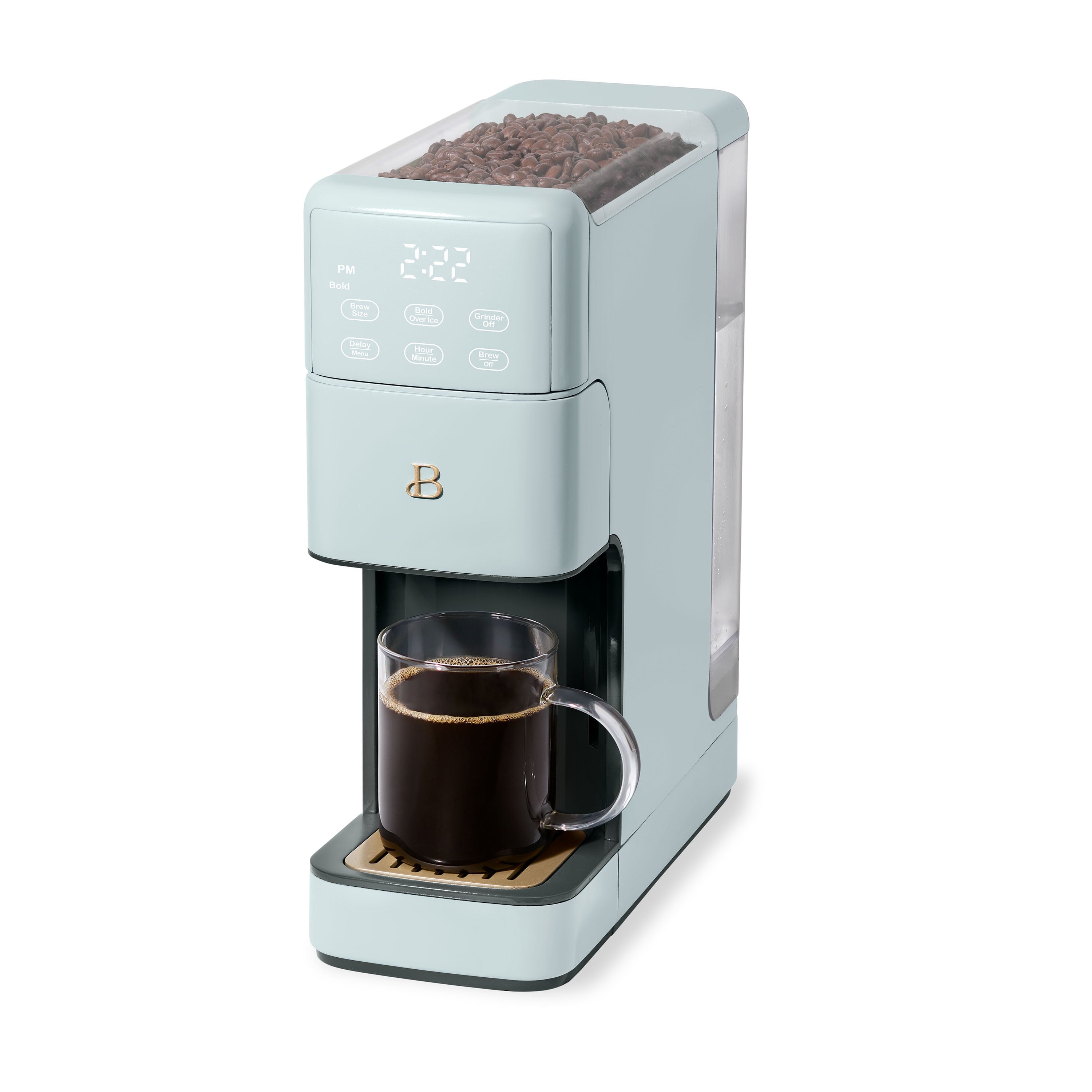 Beautiful Perfect Grind™ Programmable Single Serve Coffee Maker with Build-In Grinder, White Icing by Drew Barrymore