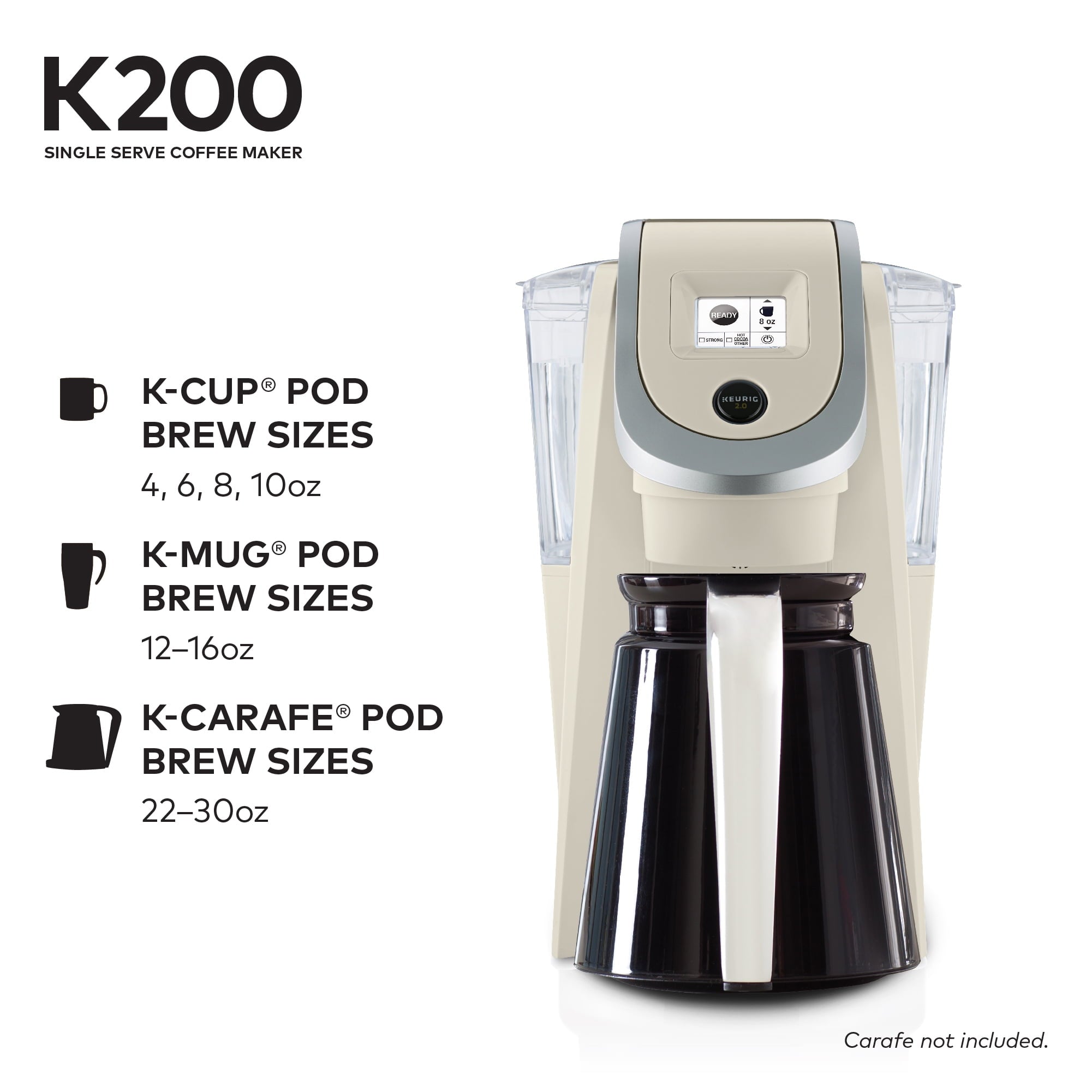Keurig K200 Single-Serve K-Cup Pod Coffee Maker, Sandy Pearl