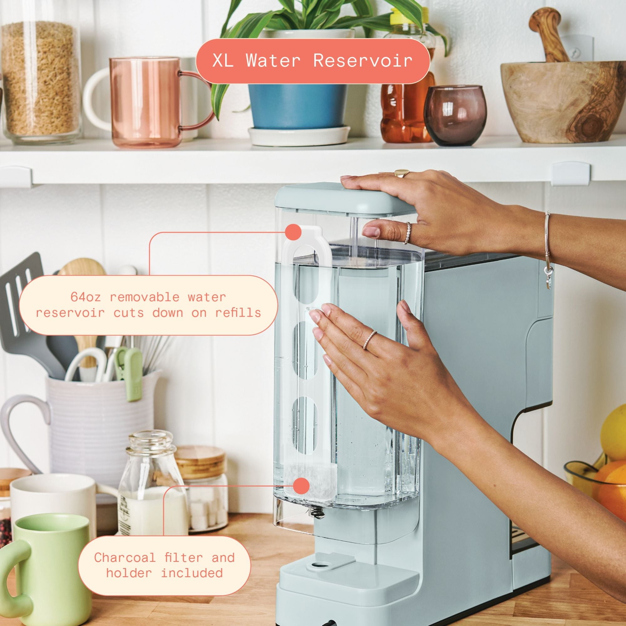 Beautiful Perfect Grind™ Programmable Single Serve Coffee Maker with Build-In Grinder, White Icing by Drew Barrymore