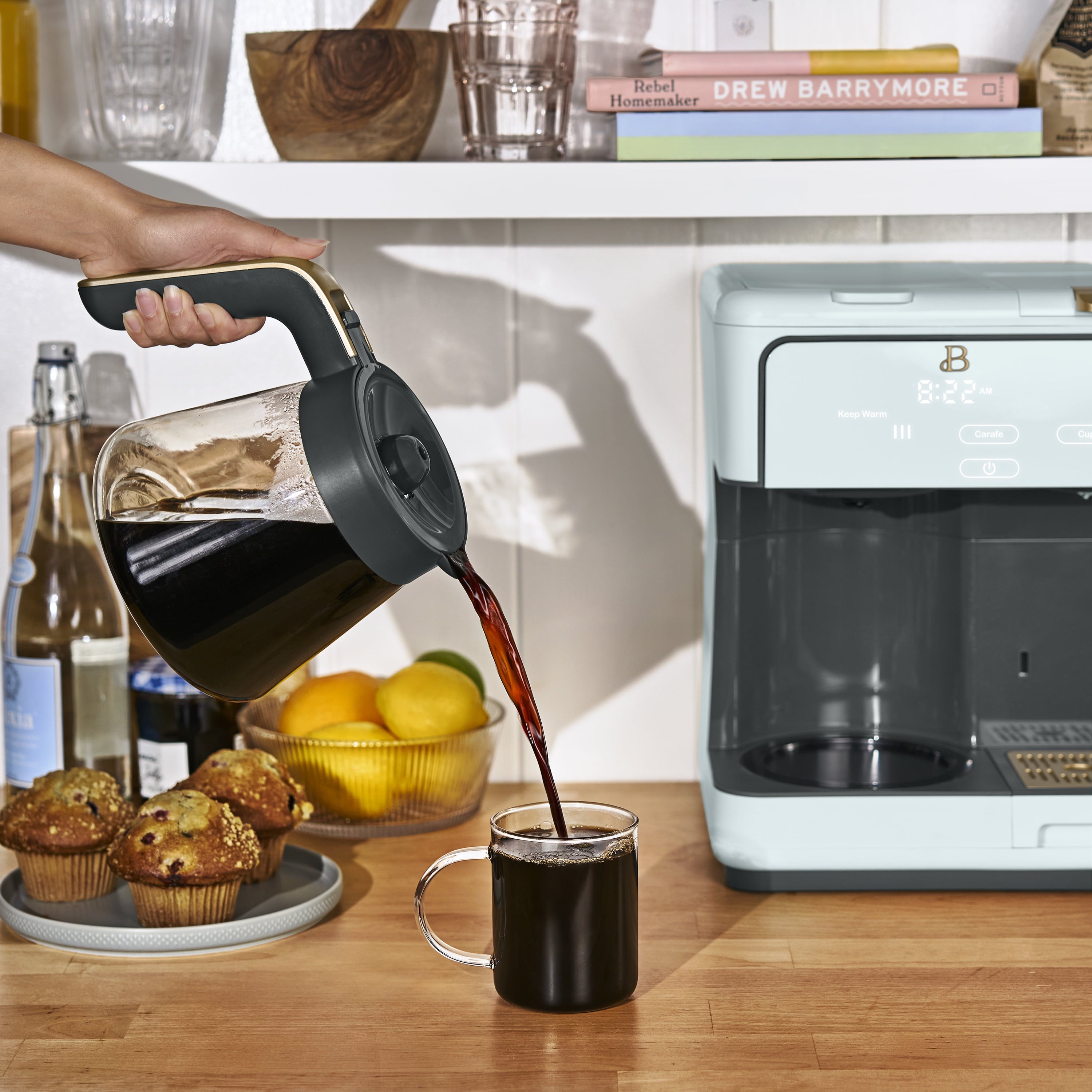 Beautiful Multi-Brew Coffee Maker, 12-Cup and Single-Serve Coffee Machine, Black Sesame by Drew Barrymore