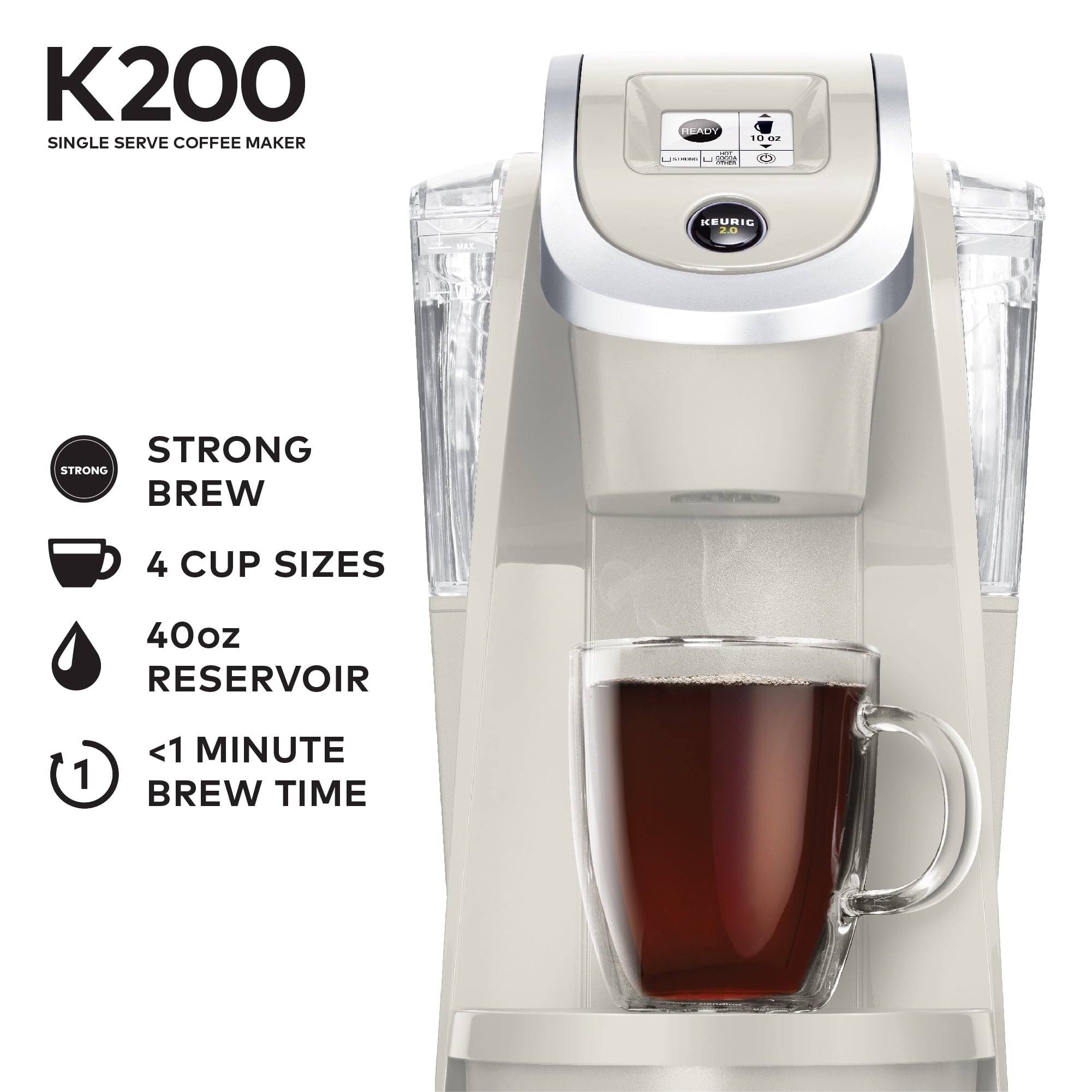 Keurig K200 Single-Serve K-Cup Pod Coffee Maker, Sandy Pearl