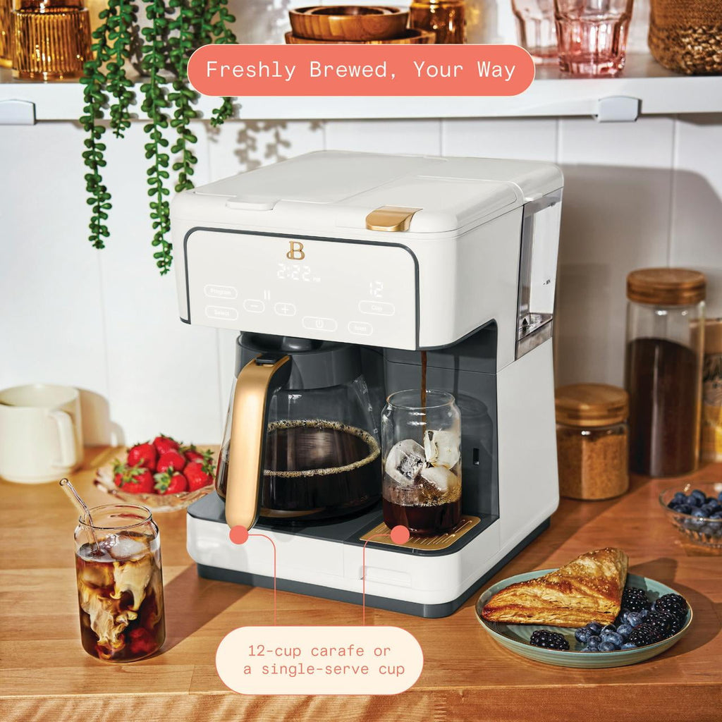 Beautiful Multi-Brew Coffee Maker, 12-Cup and Single-Serve Coffee Machine, Black Sesame by Drew Barrymore